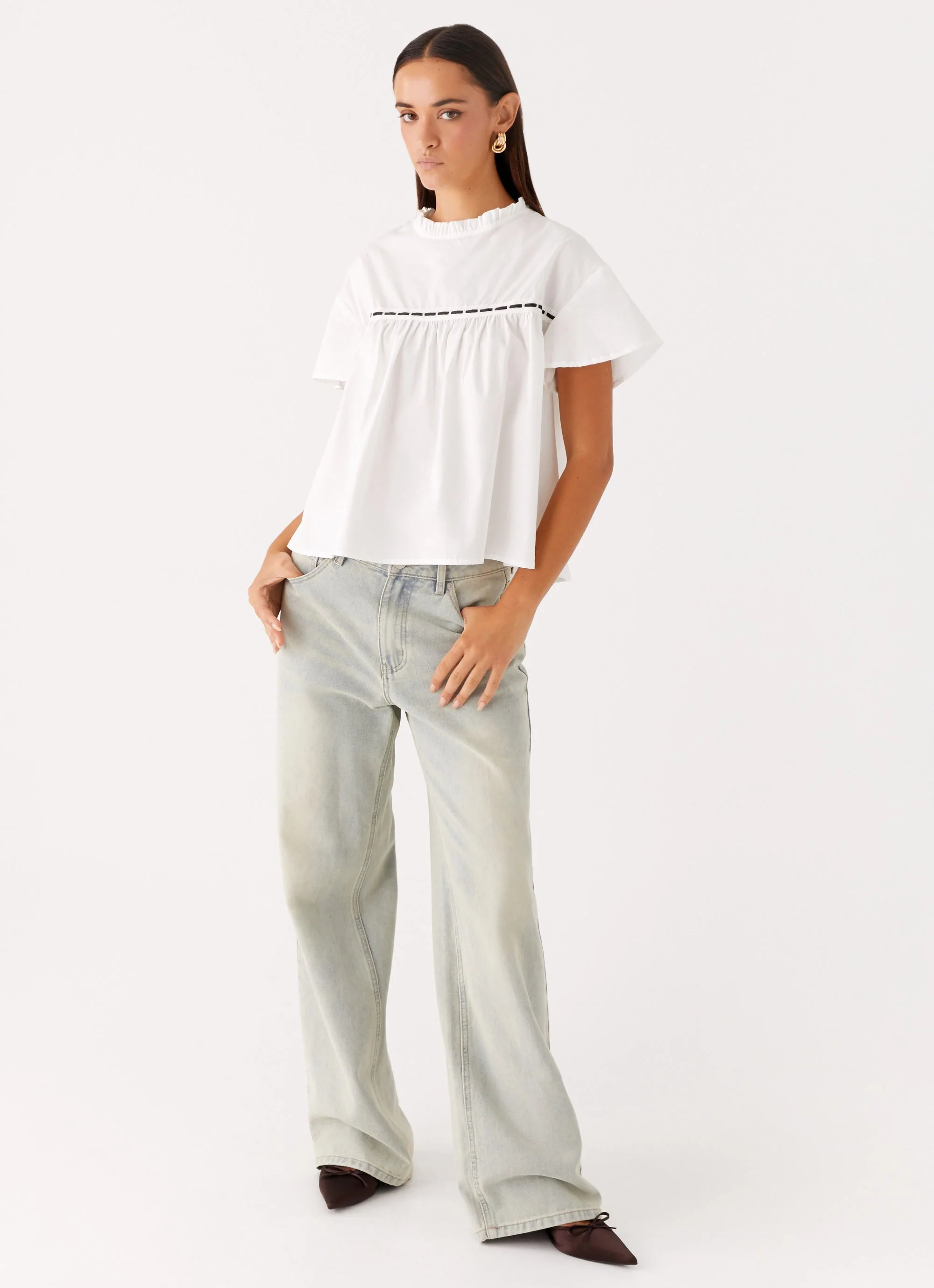 Lila Babydoll Top - White