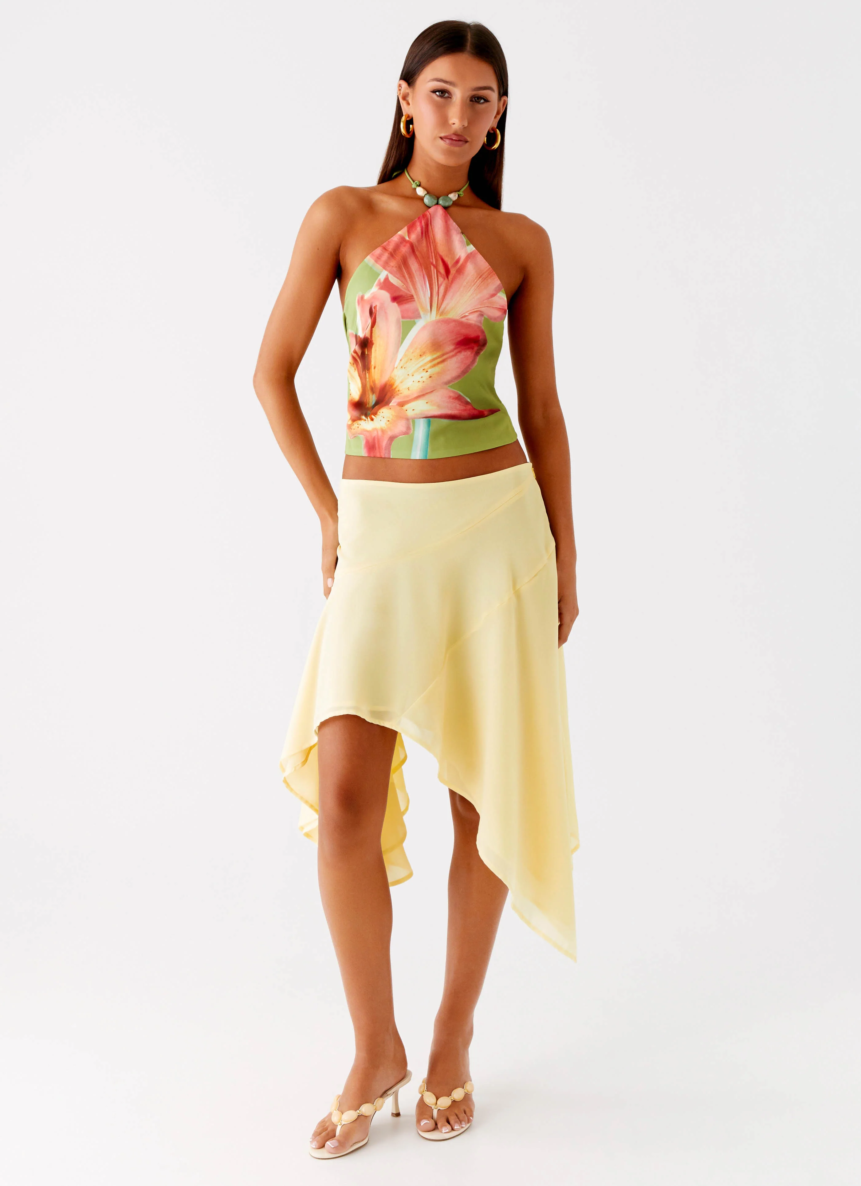 Loreta Beaded Tie Back Top - Jungle Floral