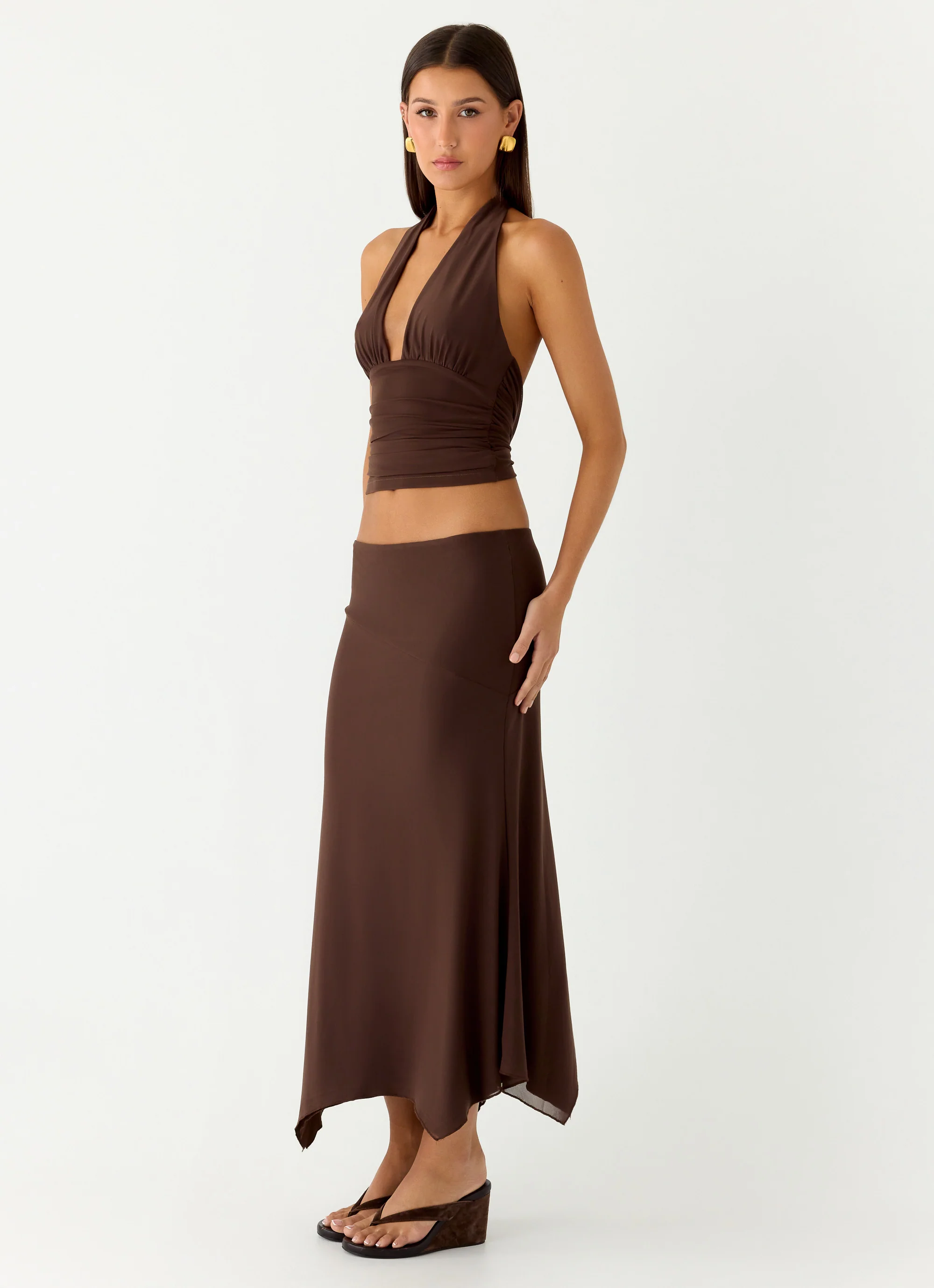 Kerrie Hanky Midi Skirt - Chocolate