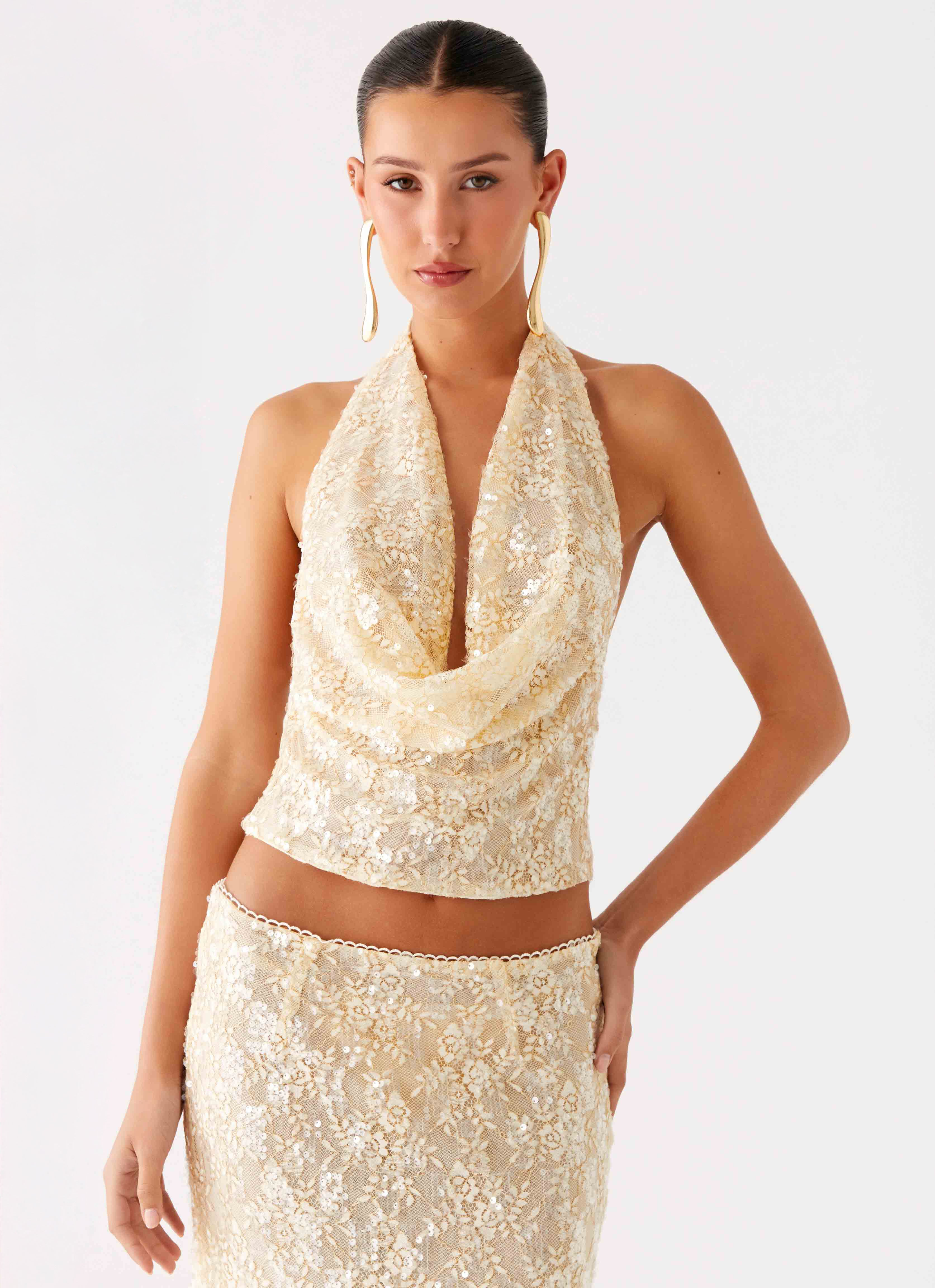 Bling It On Cowl Top - Ivory