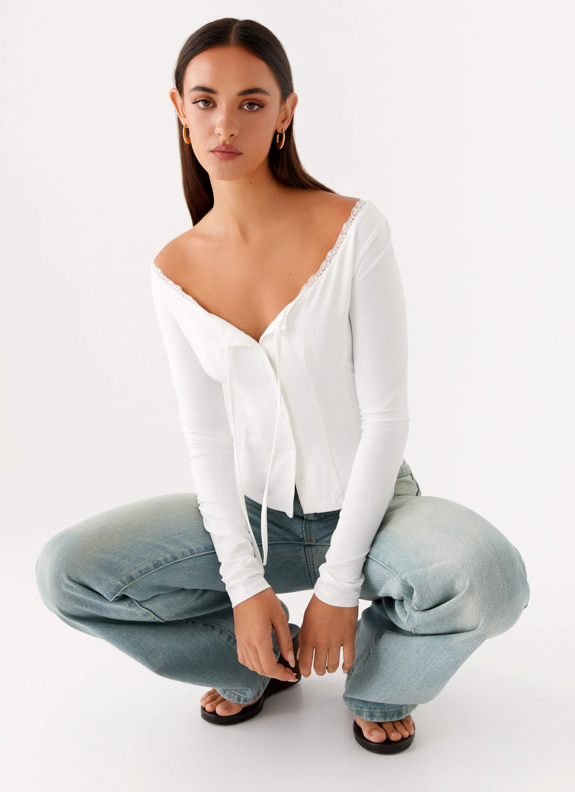 Moda Long Sleeve Top - White