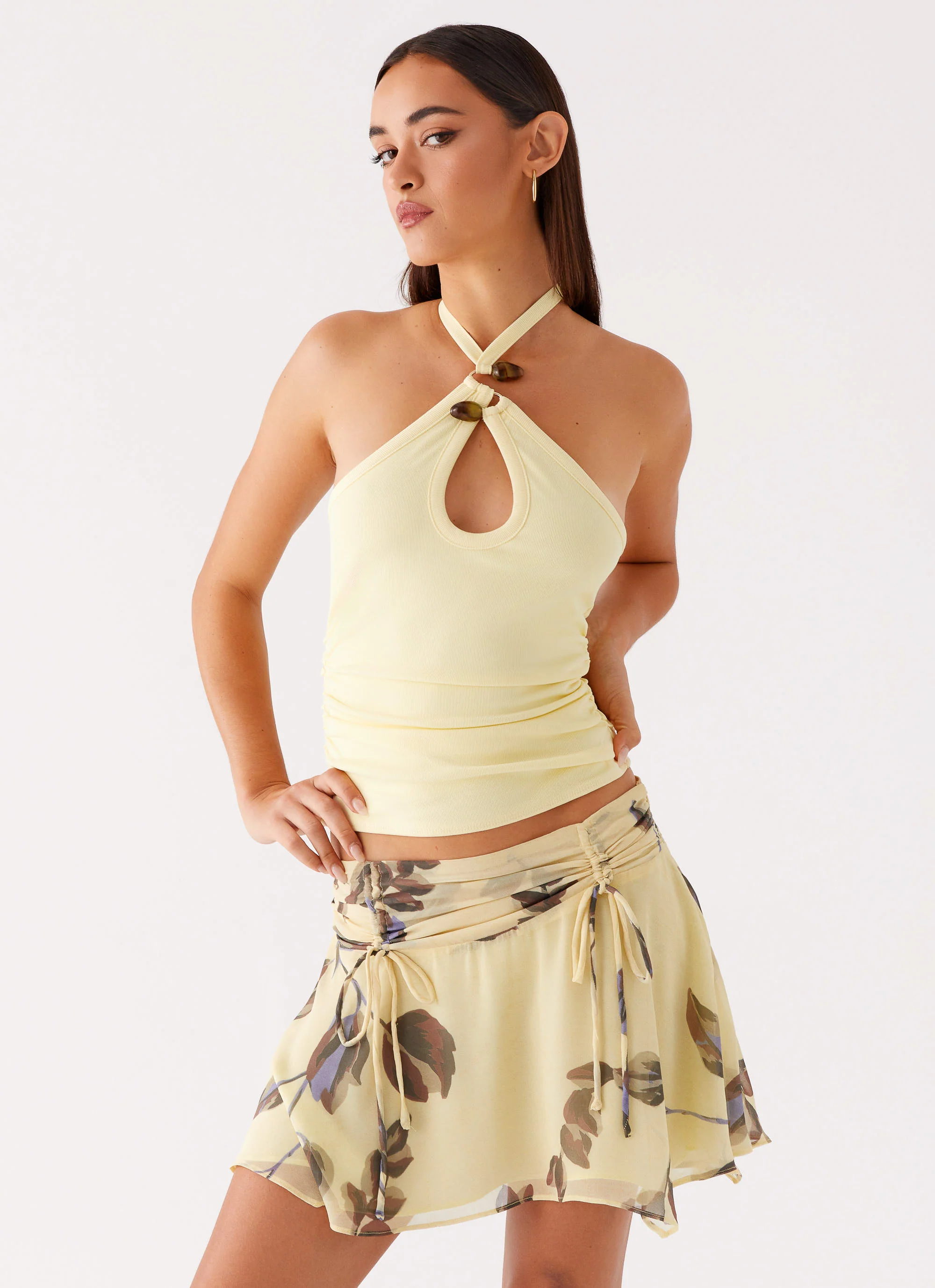 Fiore Asymmetrical Mini Skirt - Buttercream Bliss