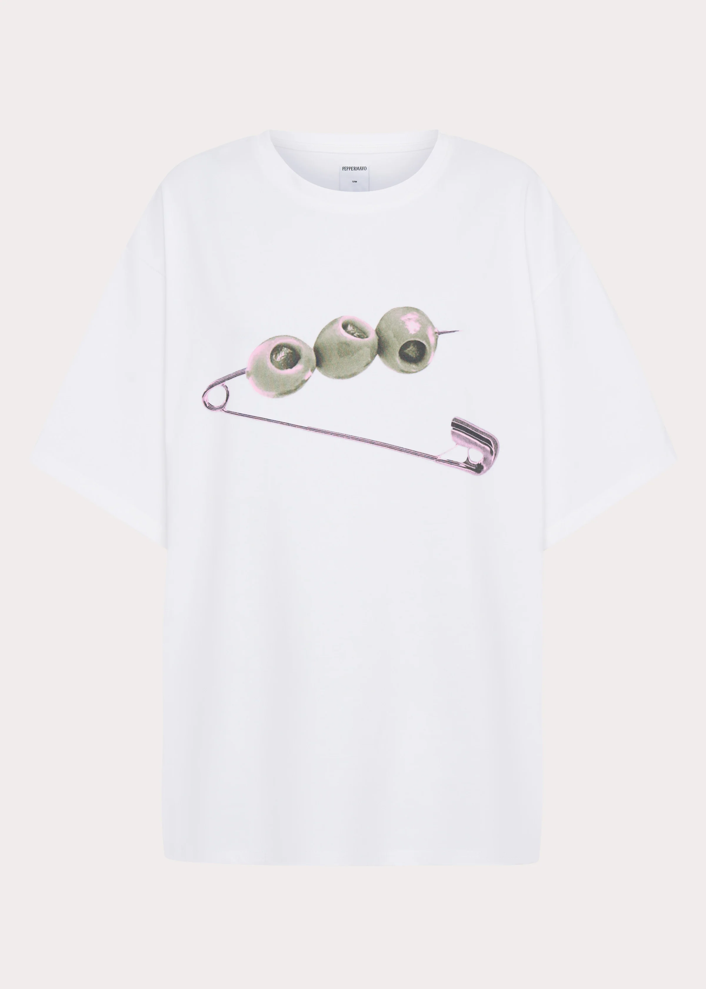 Olive Oversized Tee - White