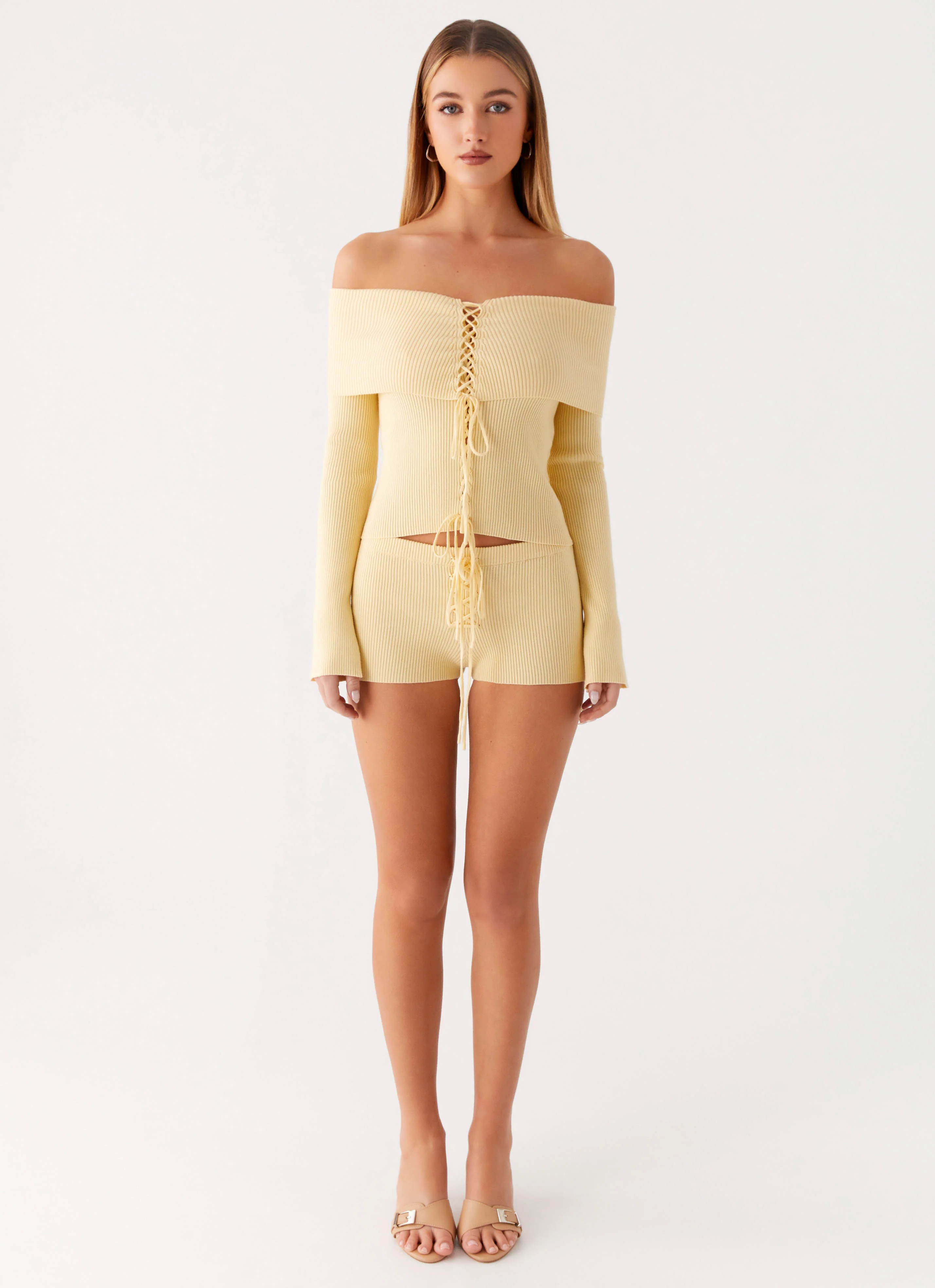 Muted Muse Knit Mini Short - Yellow