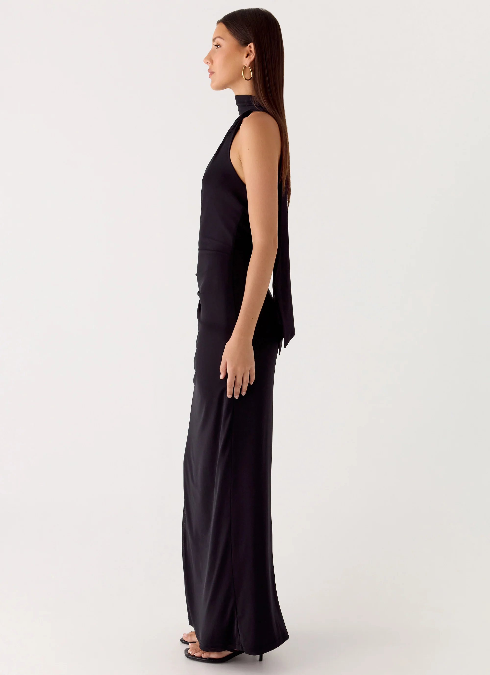 Velvet Vacation Scarf Maxi Dress - Black