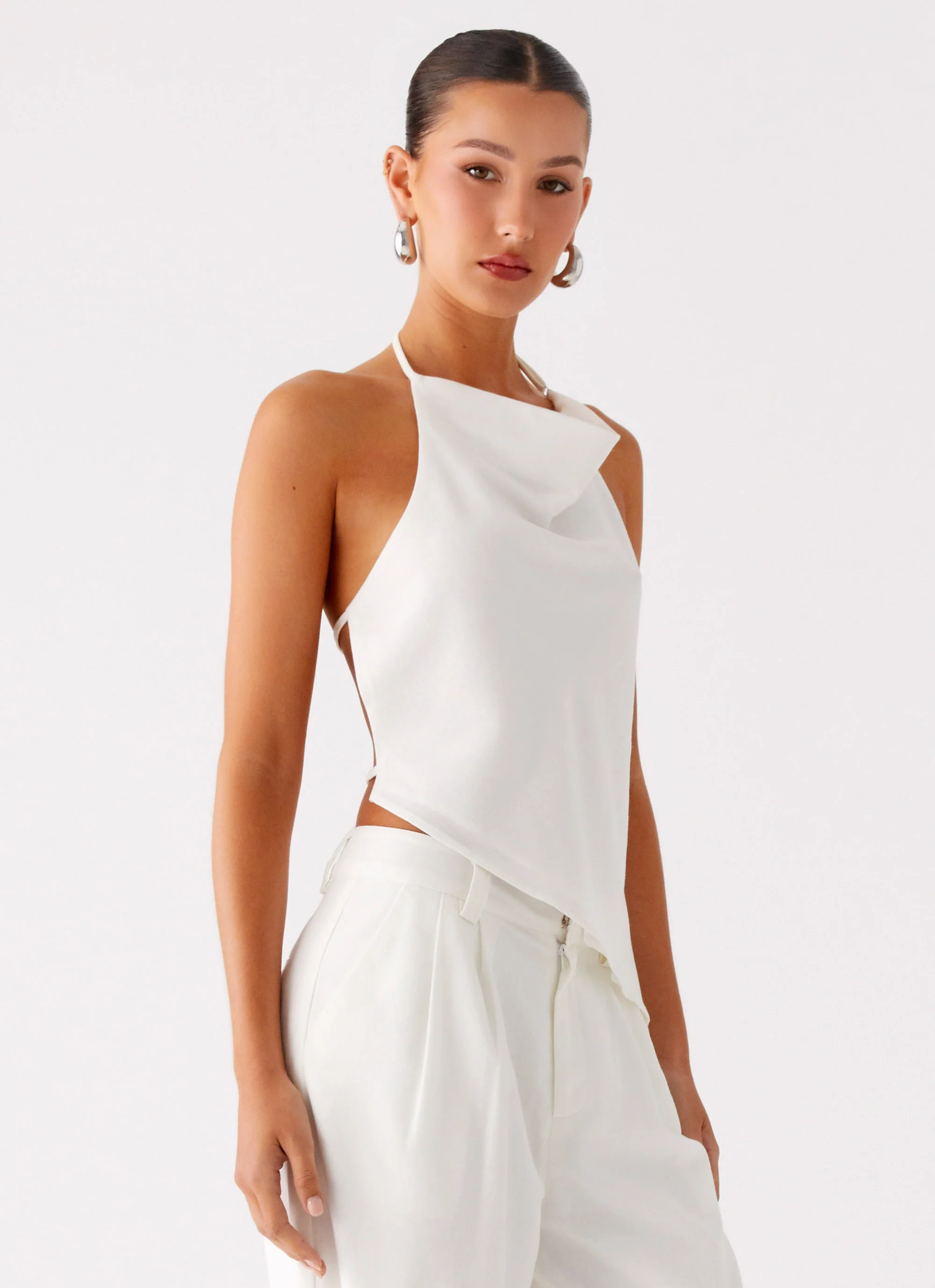 Delong Backless Linen Top - White