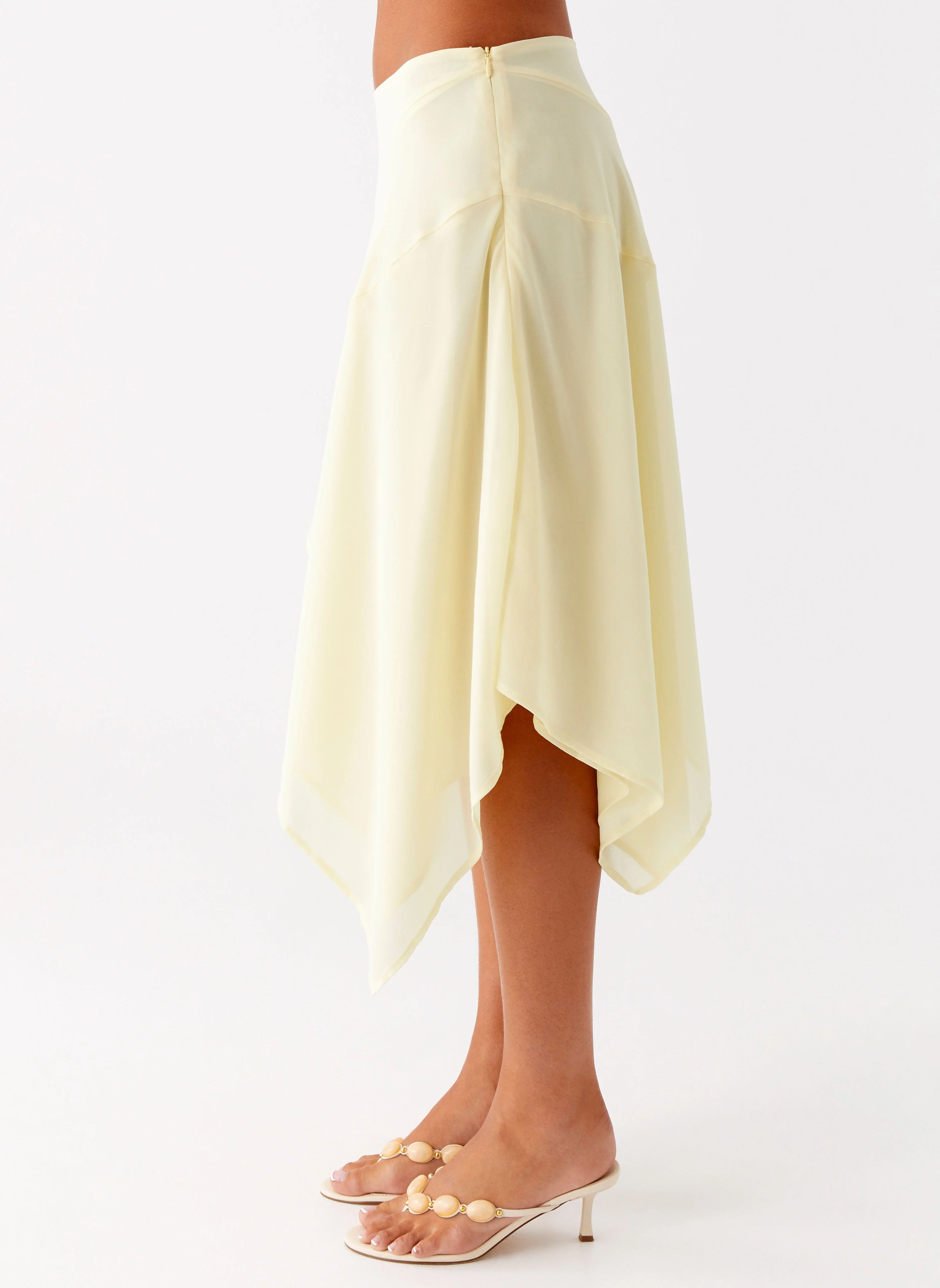 Kia Low Rise Asymmetrical Midi Skirt - Yellow