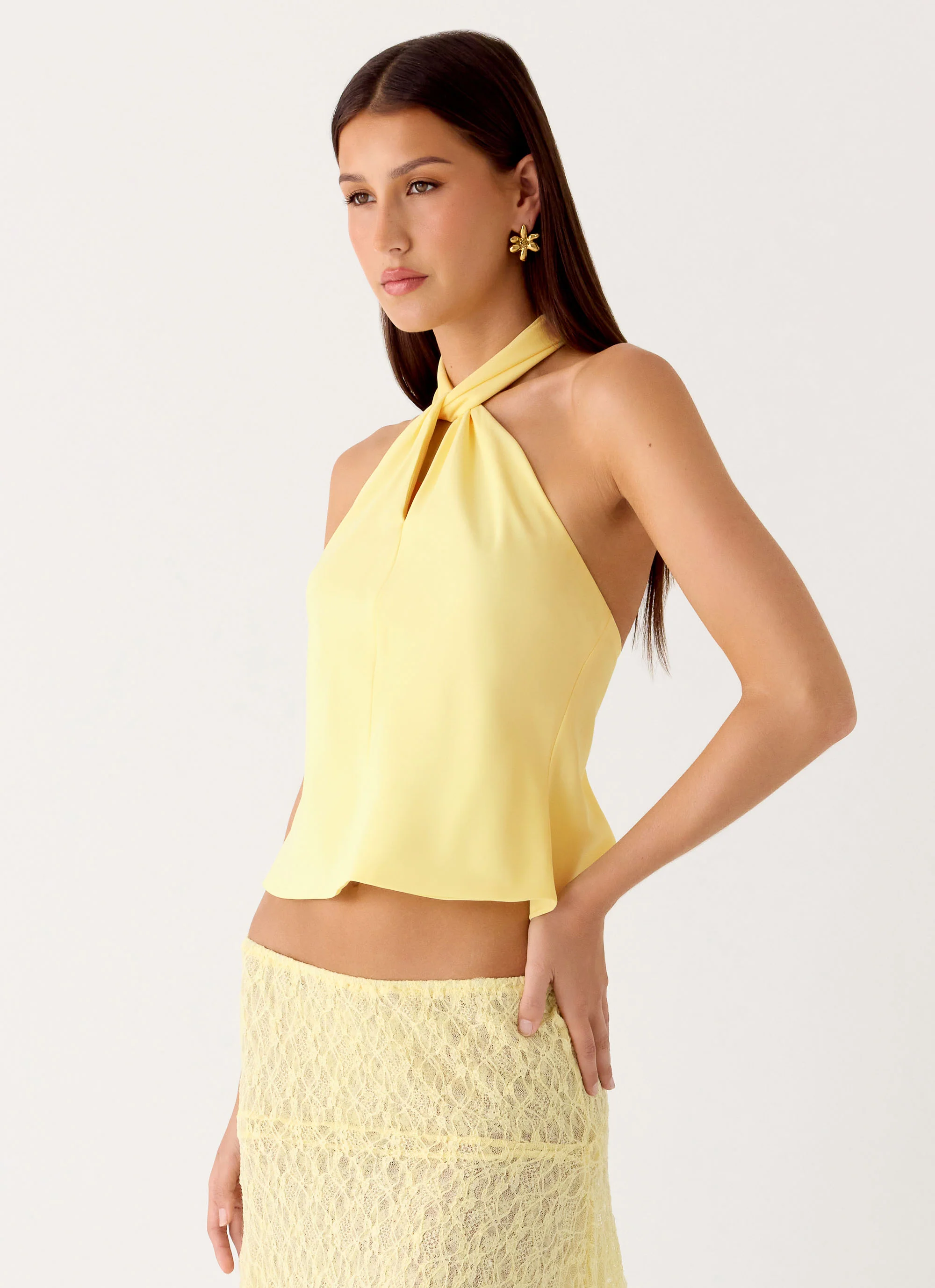 Maddox Scarf Top - Lemon