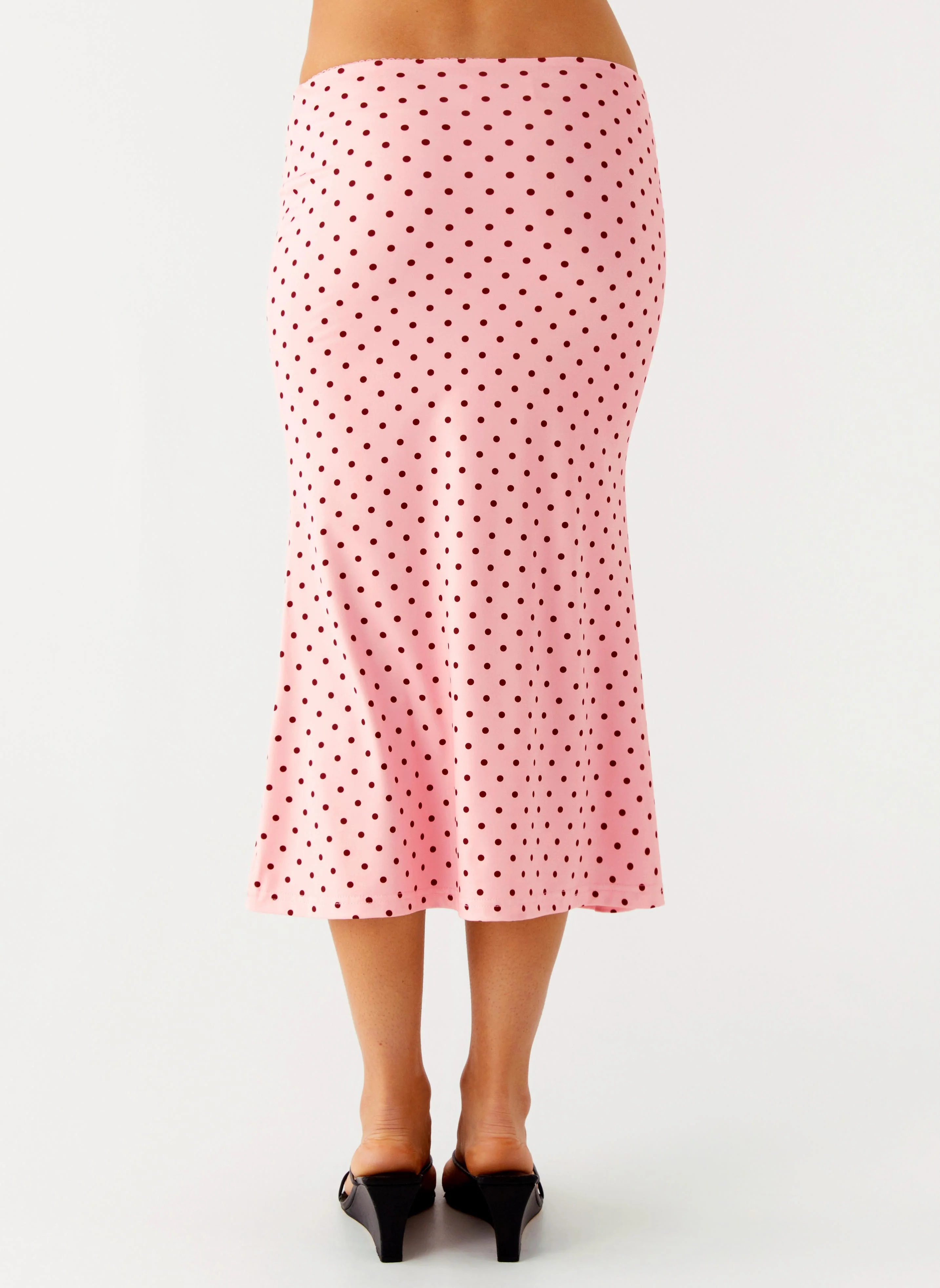 Bahama Low Rise Midi Skirt - Strawberry Dot