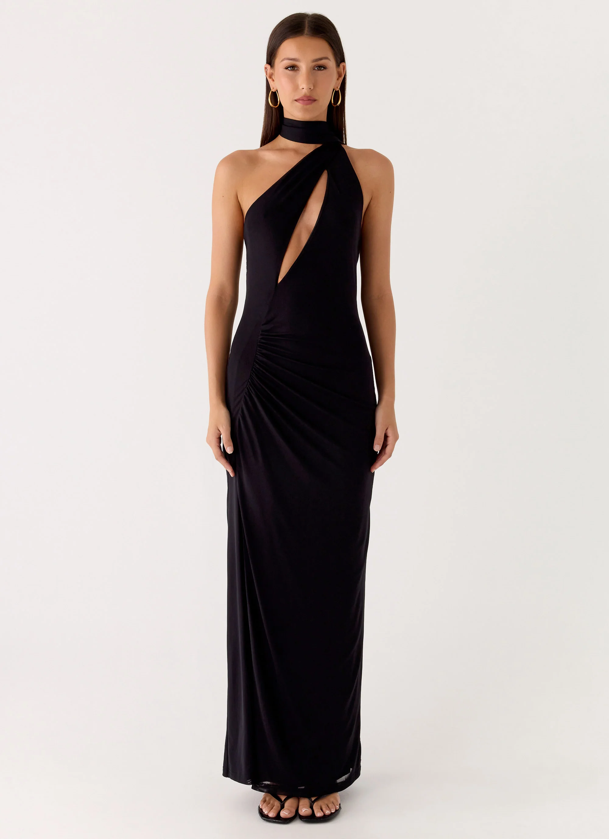 Velvet Vacation Scarf Maxi Dress - Black