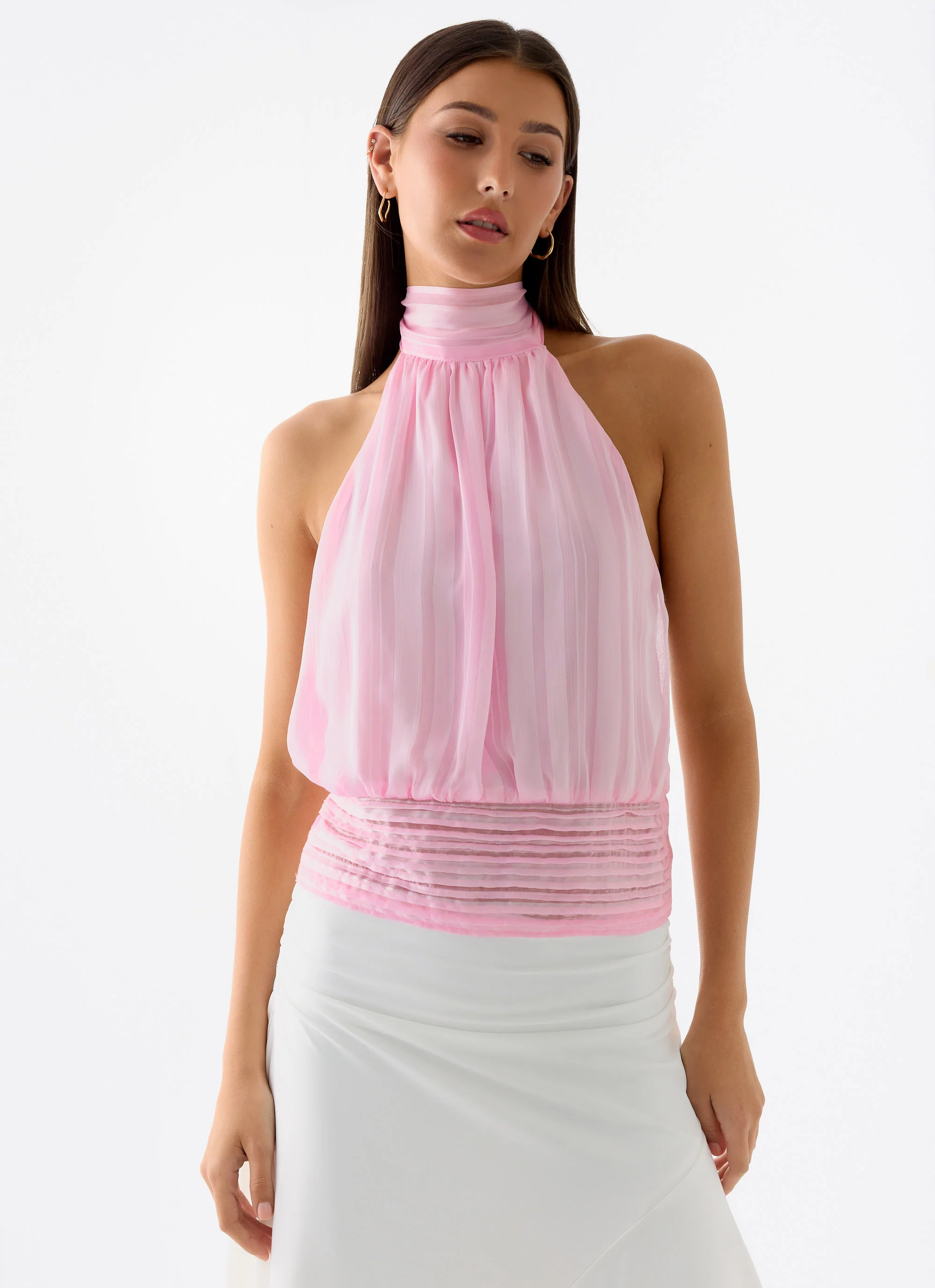 Willow Chiffon Top - Baby Pink