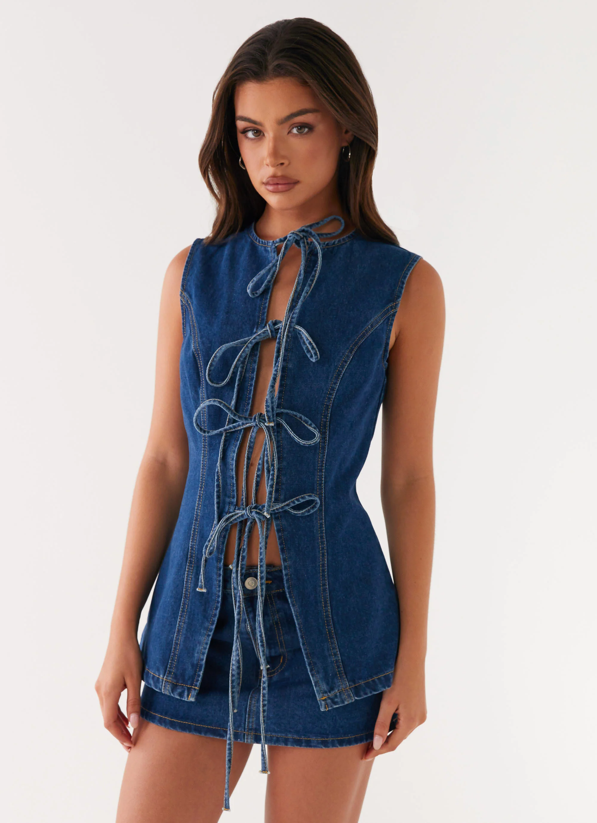 Wish You Luck Denim Top - Dark Blue