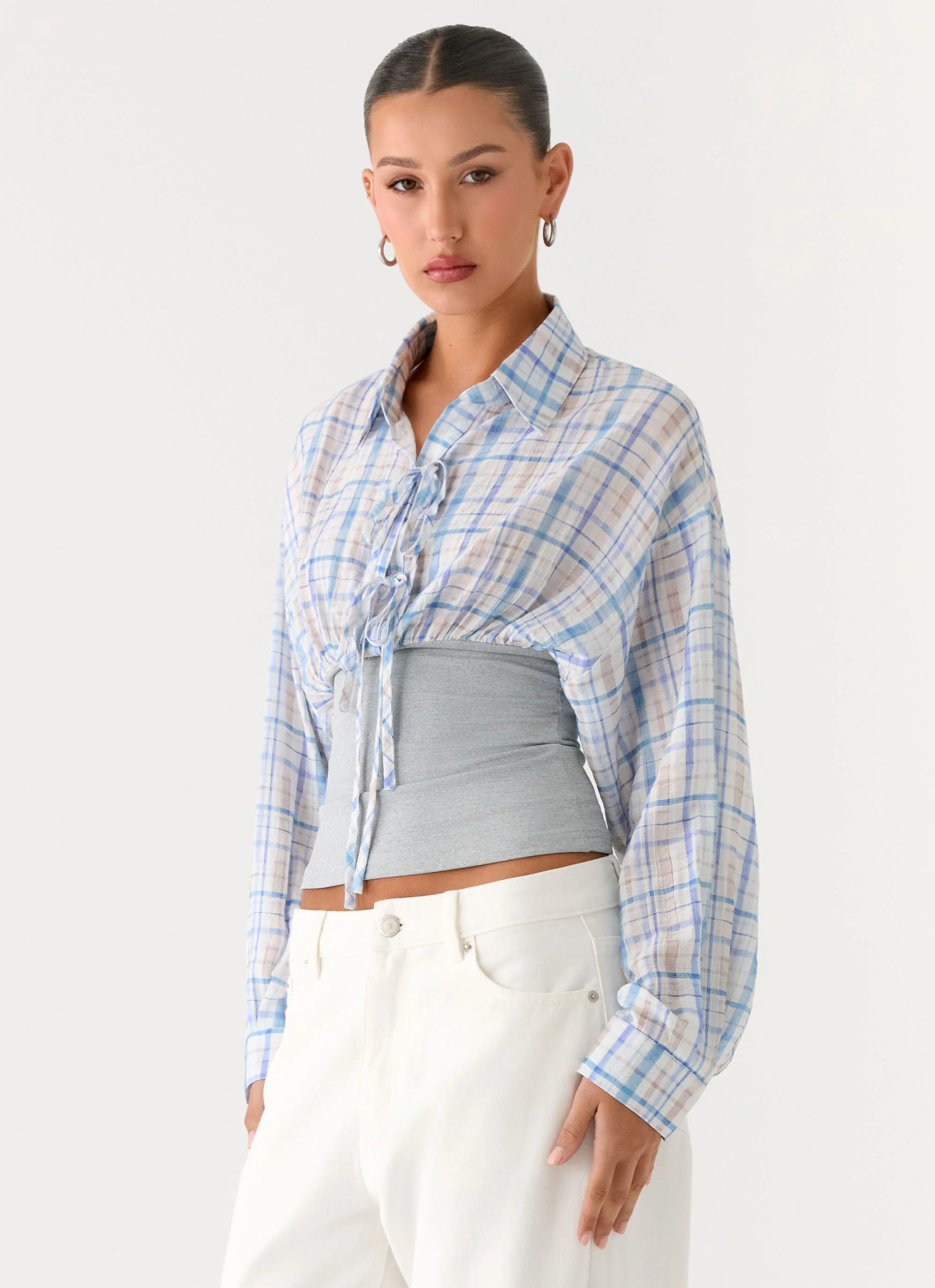 Accelerate Waistband Shirt - Blue Check