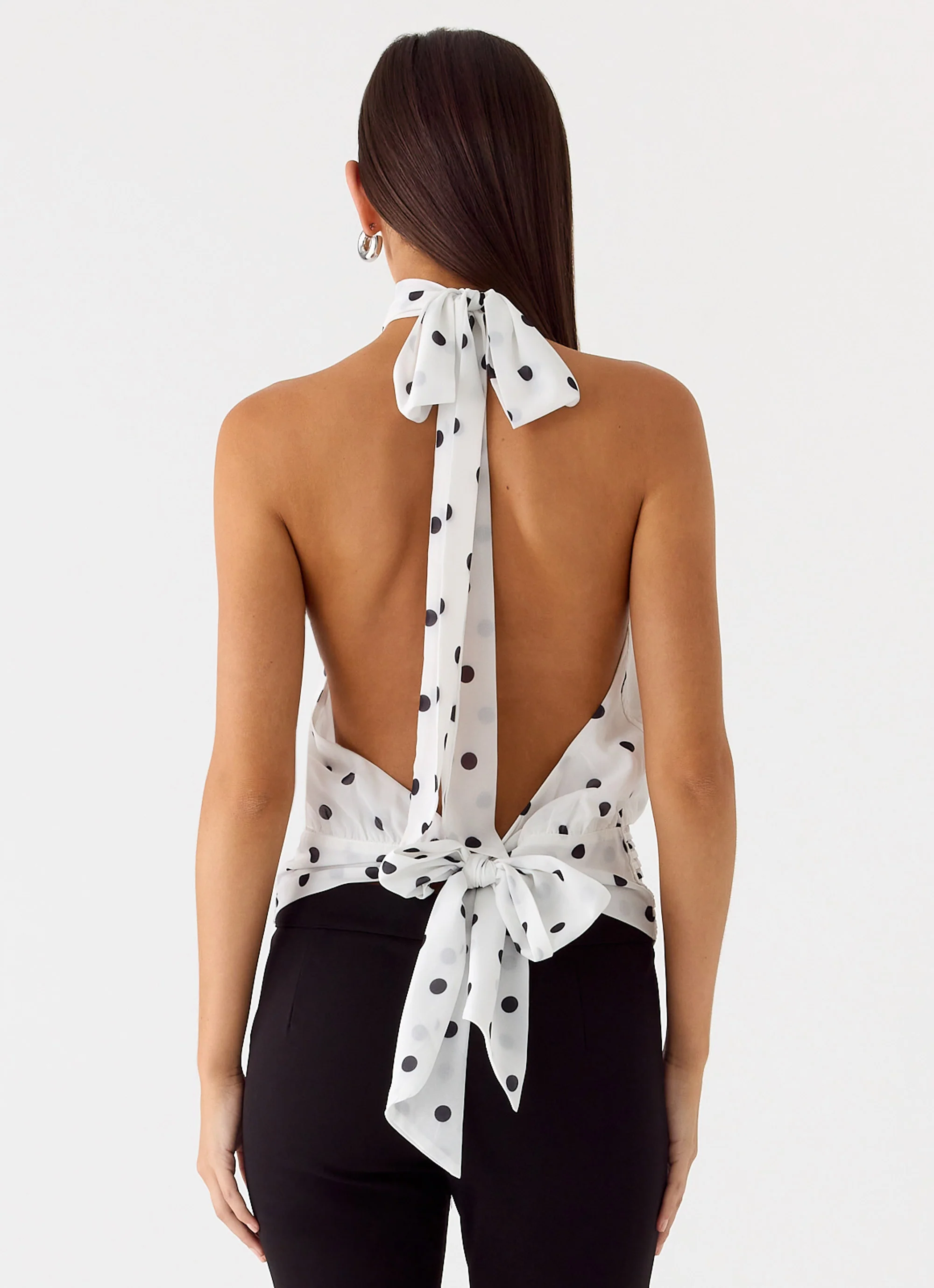 Willow Chiffon Top - White Polkadot