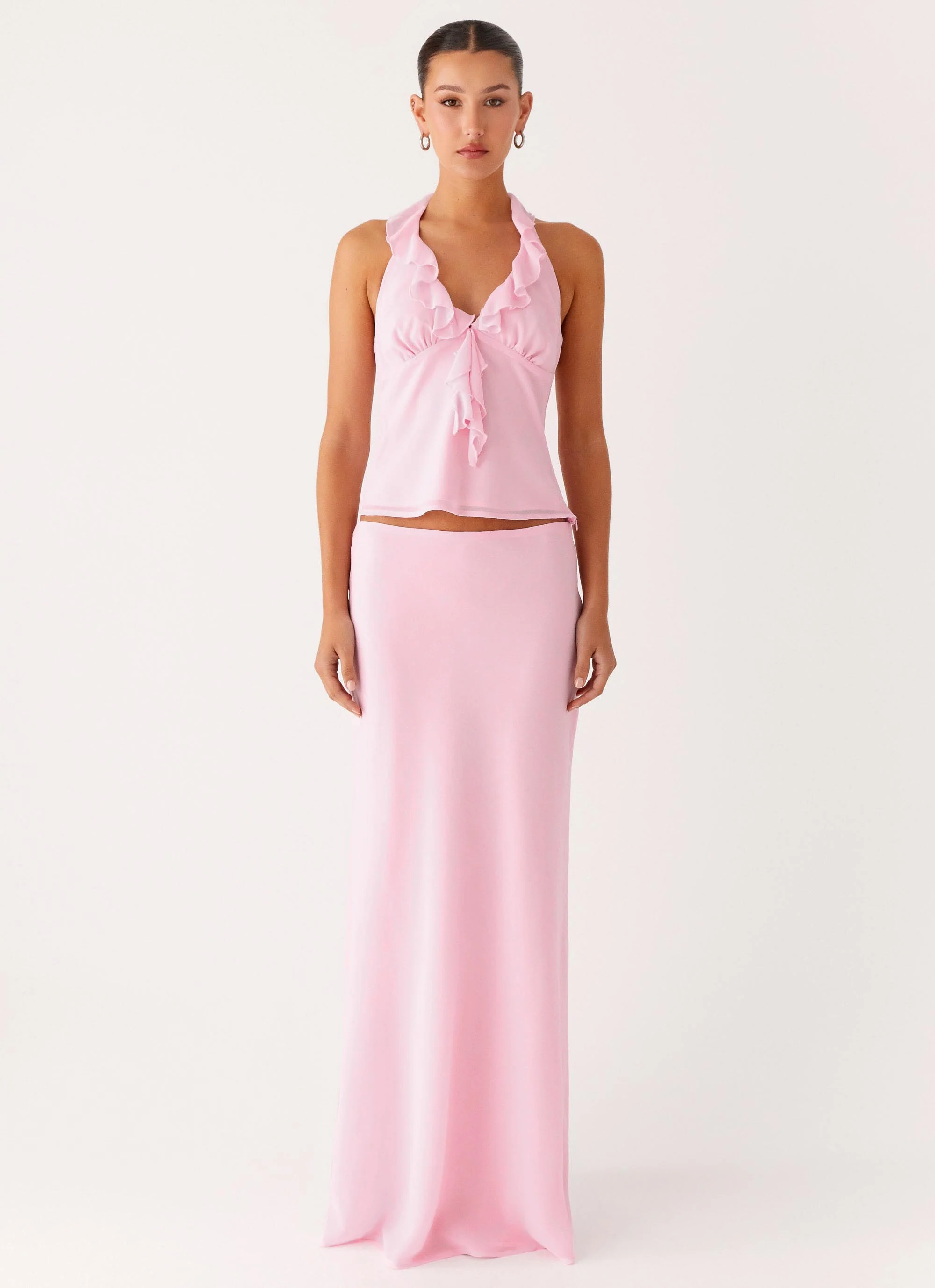 Star Girl Chiffon Maxi Skirt - Baby Pink