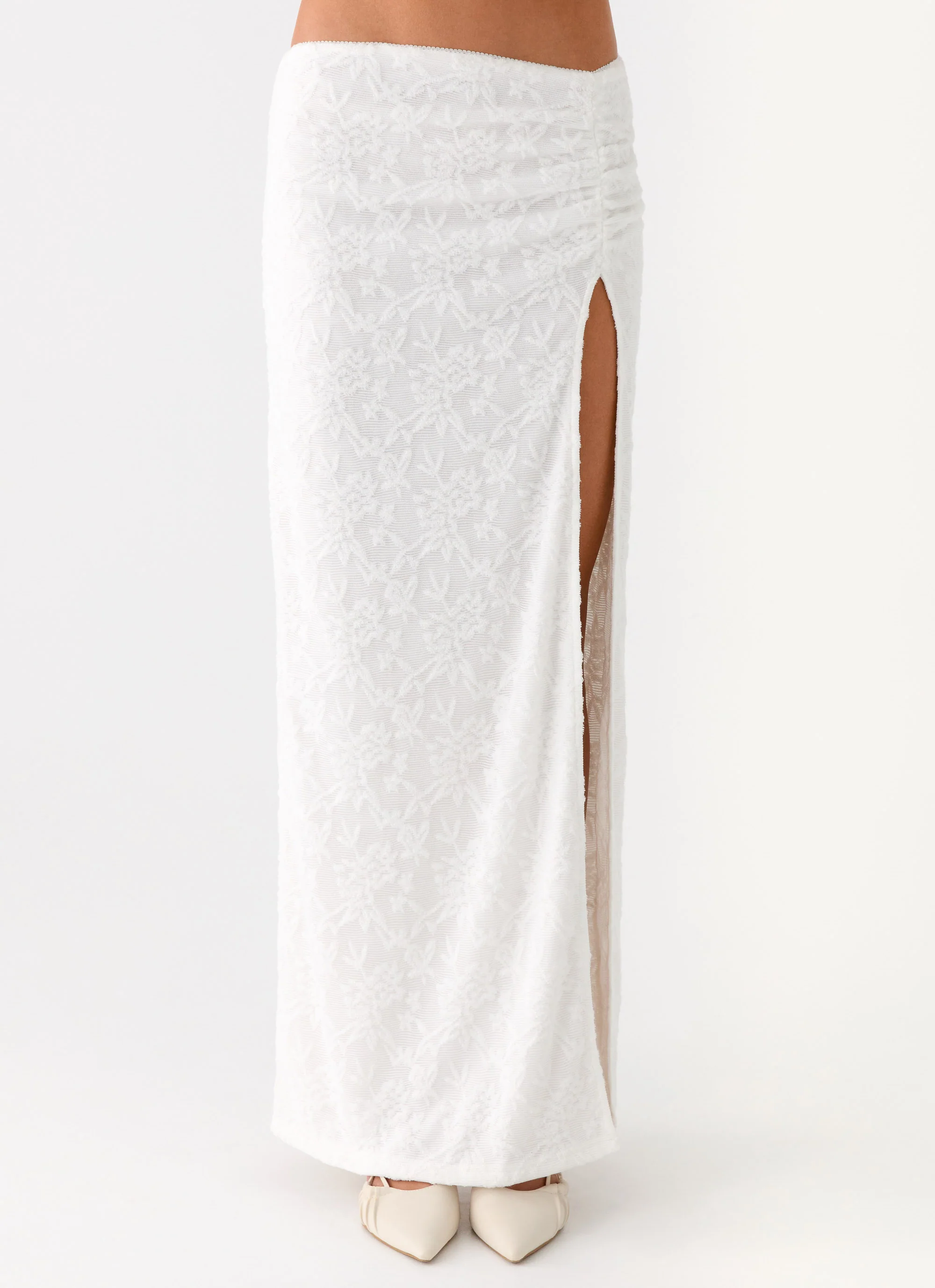 Griff Low Rise Jacquard Maxi Skirt - White