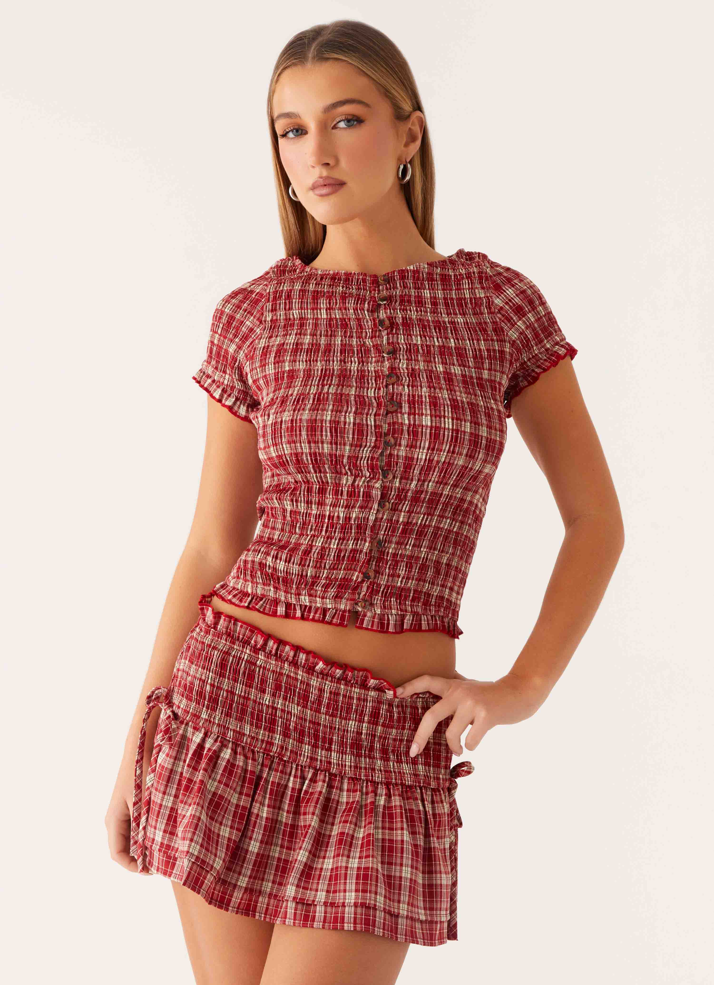 Lenore Mini Skirt - Ruby Check