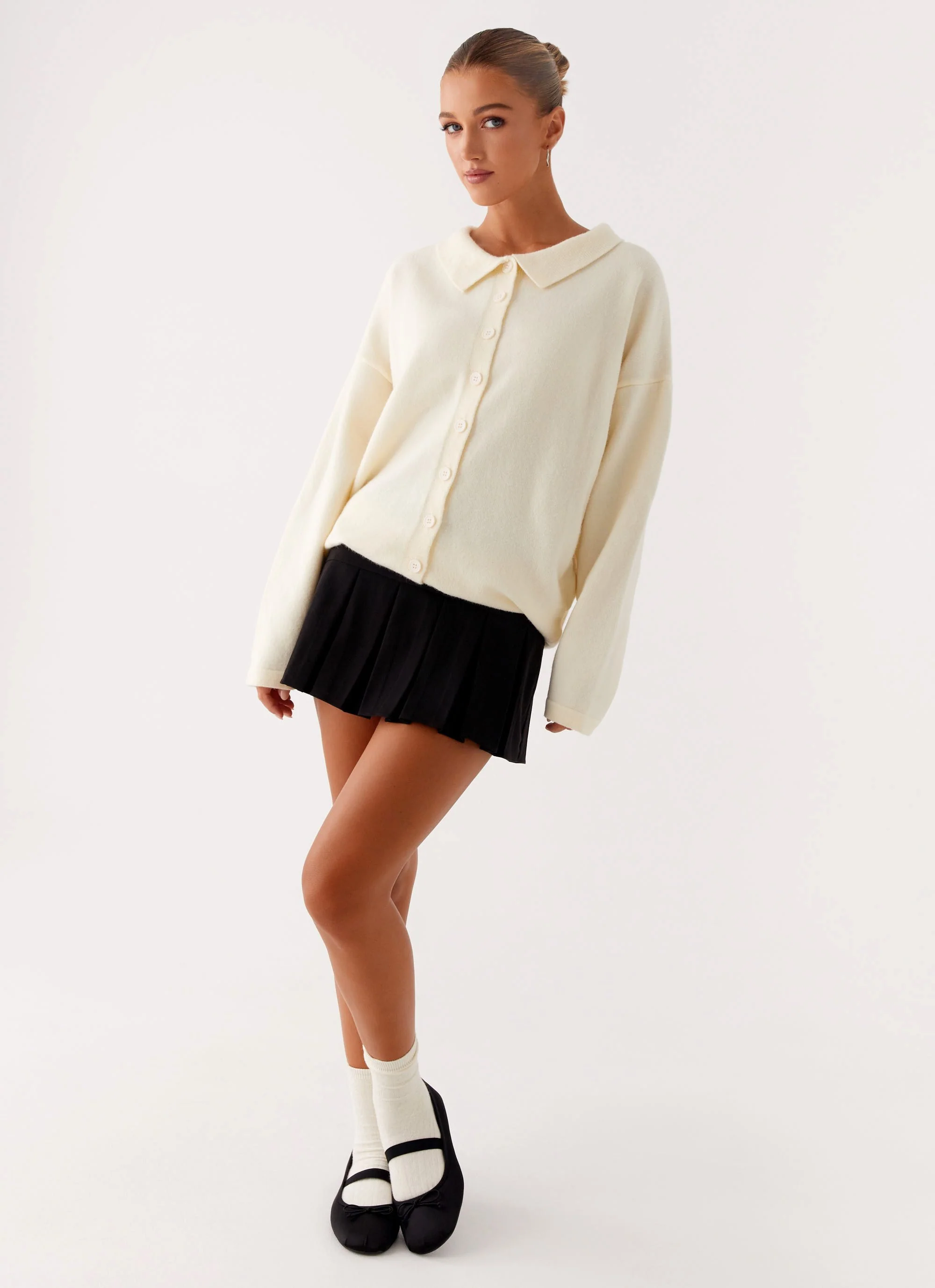 Dorian Button Knit Sweater - Ivory