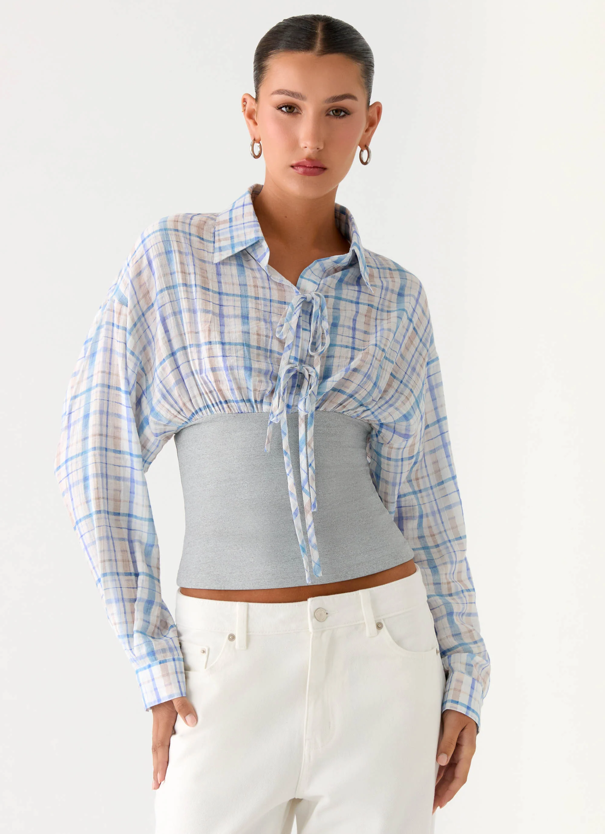 Accelerate Waistband Shirt - Blue Check