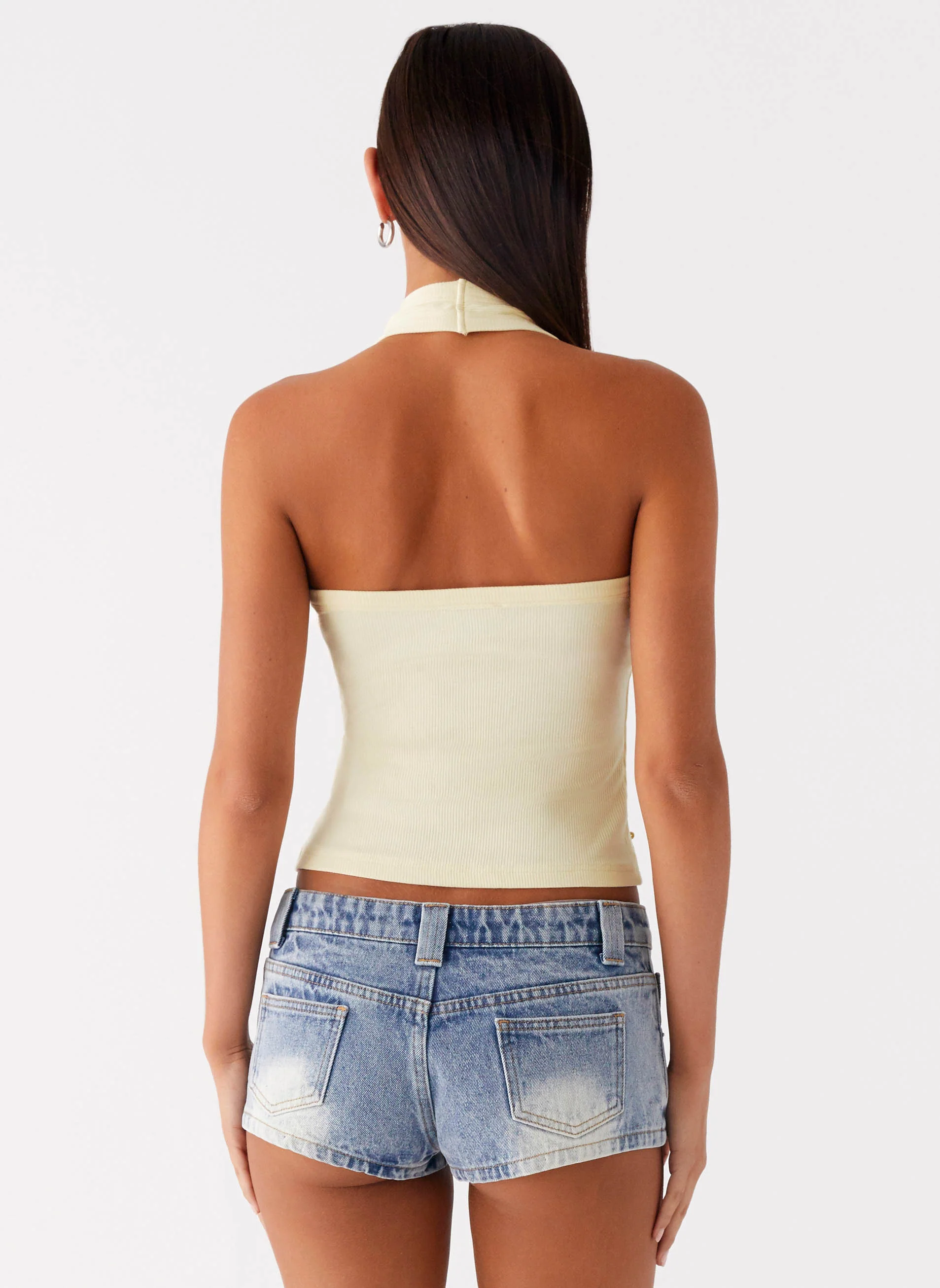 Eye Contact Sequin Halter Top - Yellow