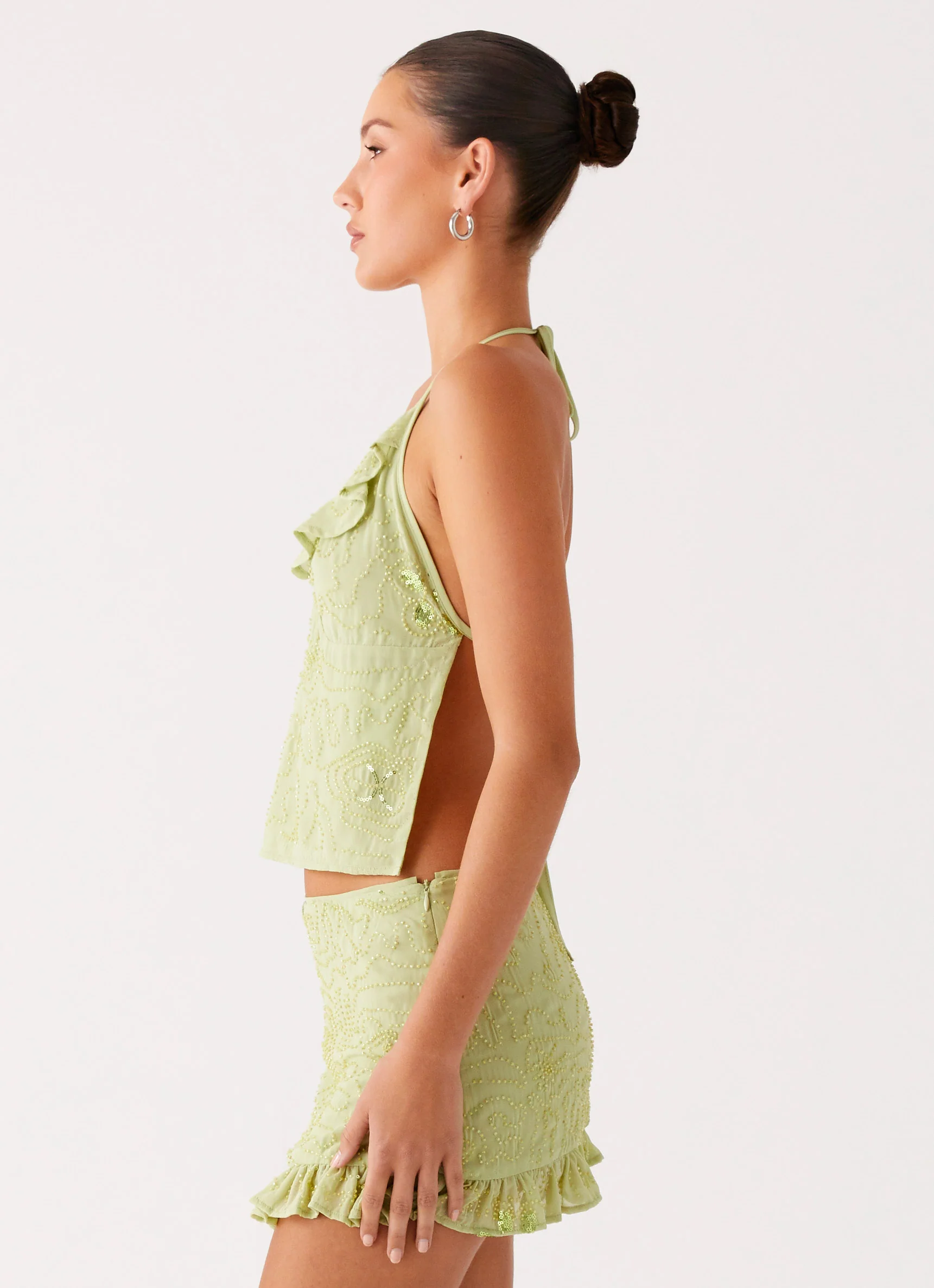 Savoir Beaded Halter Top - Mint