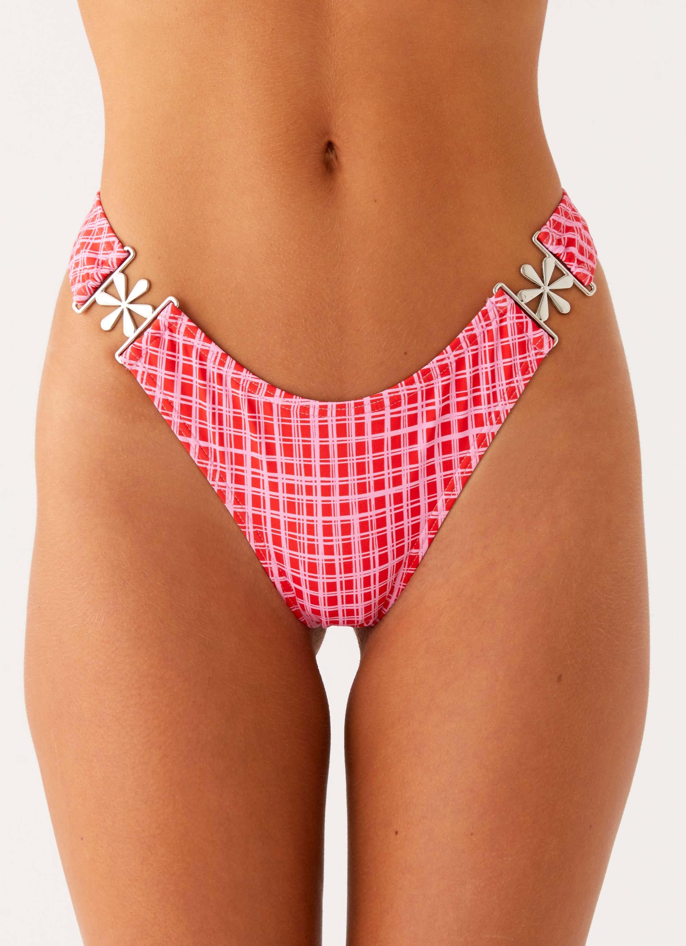 Saint Lucia Bikini Bottoms - Pink Check