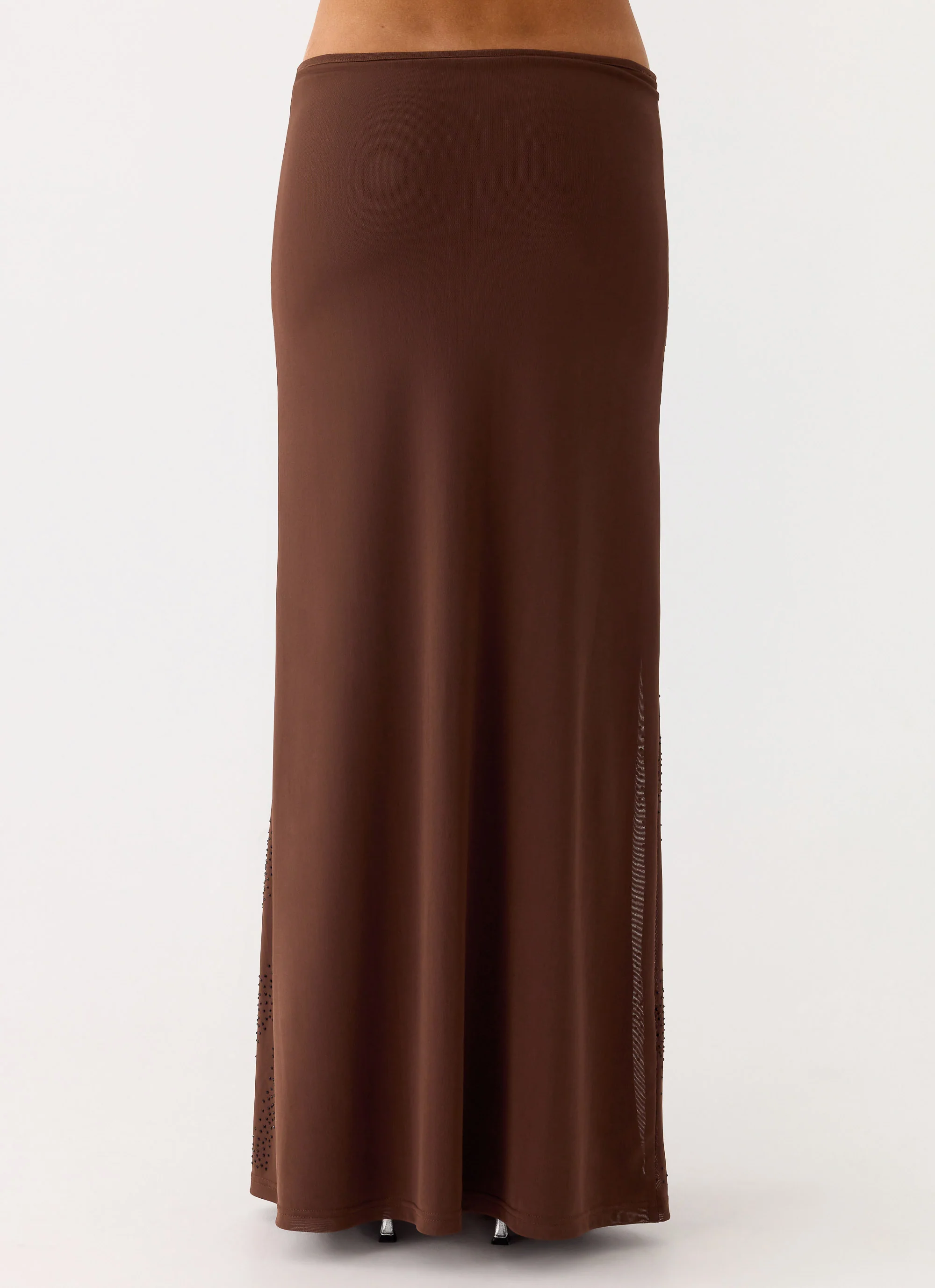 Sweet Sky Beaded Maxi Skirt - Chocolate