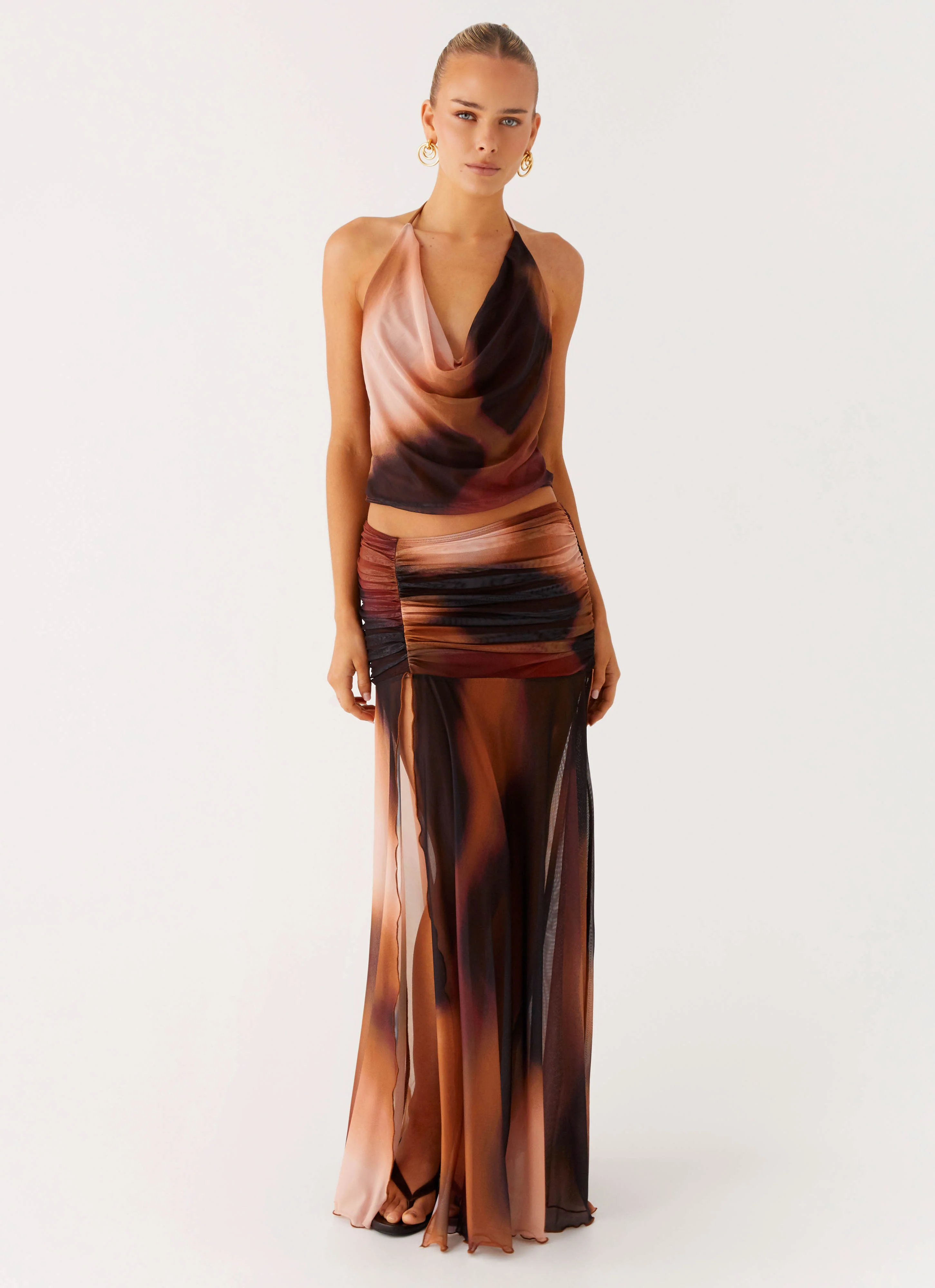 Stargazer Mesh Maxi Skirt - Black Gradient