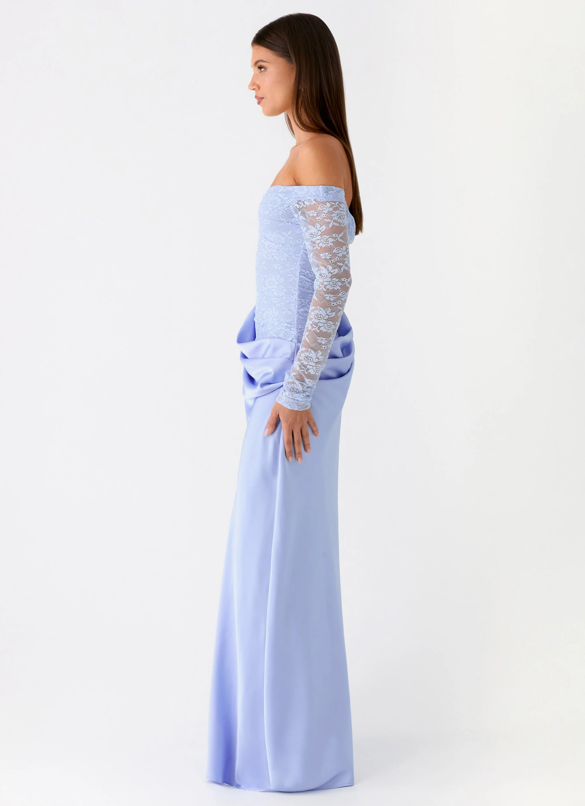 Burke Off Shoulder Maxi Dress - Blue