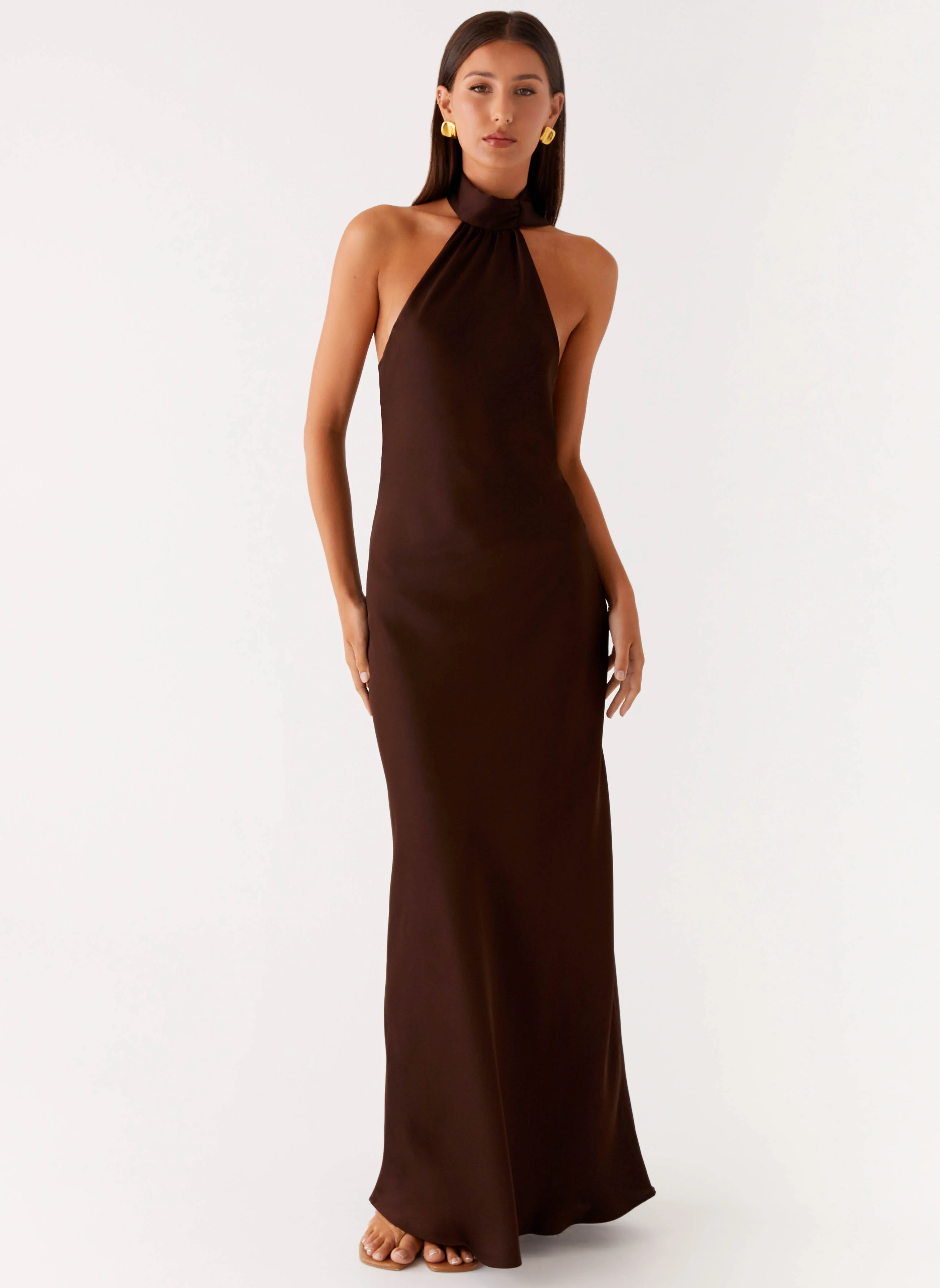 Keena Scarf Maxi Dress - Chocolate