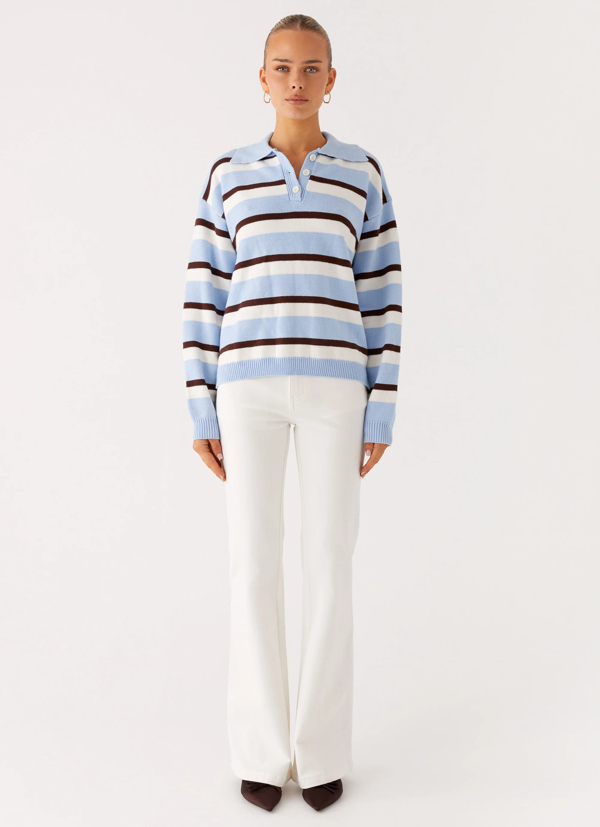 Liana Striped Polo - Blue Stripe