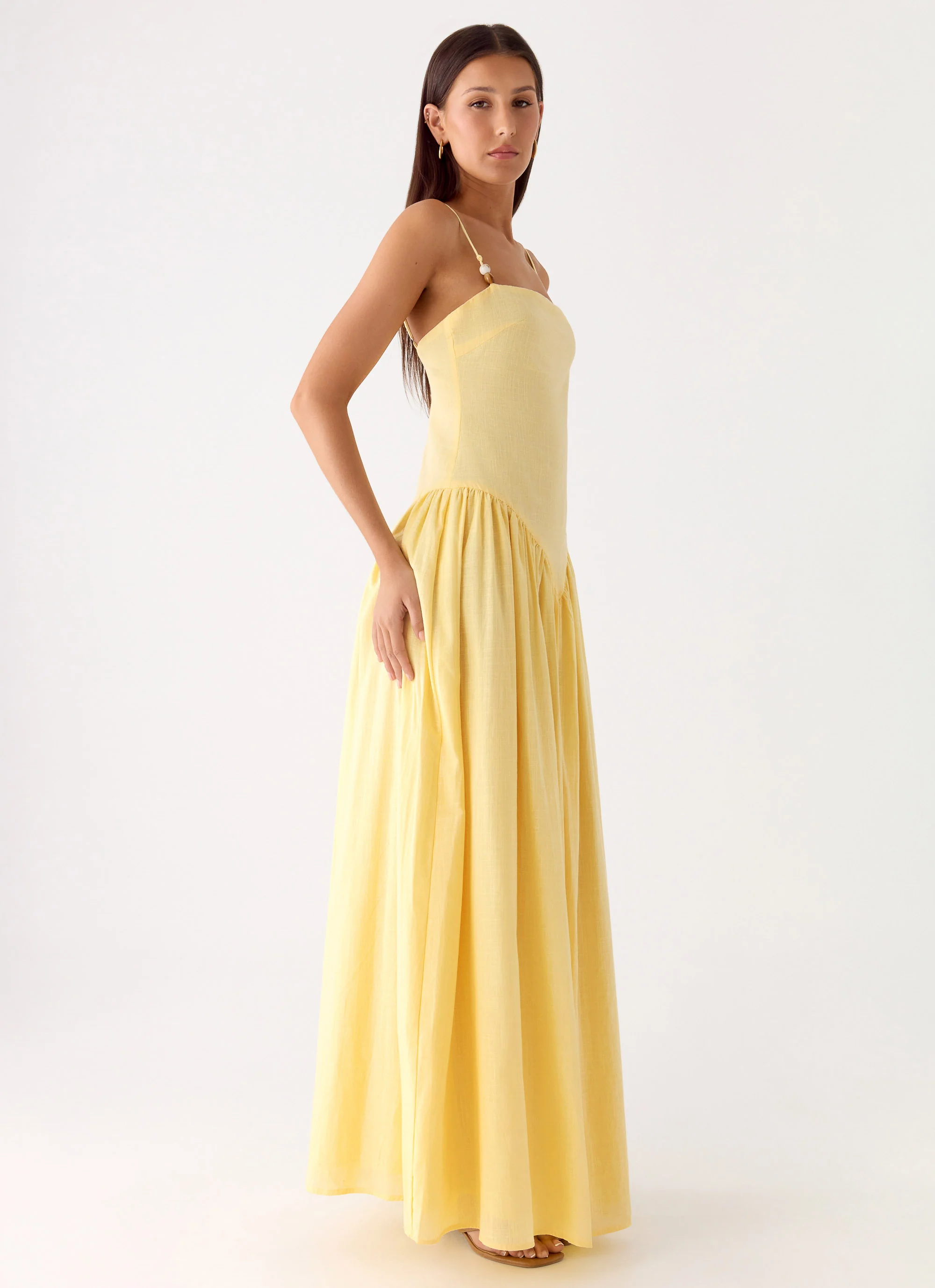 Aura Linen Maxi Dress - Lemon