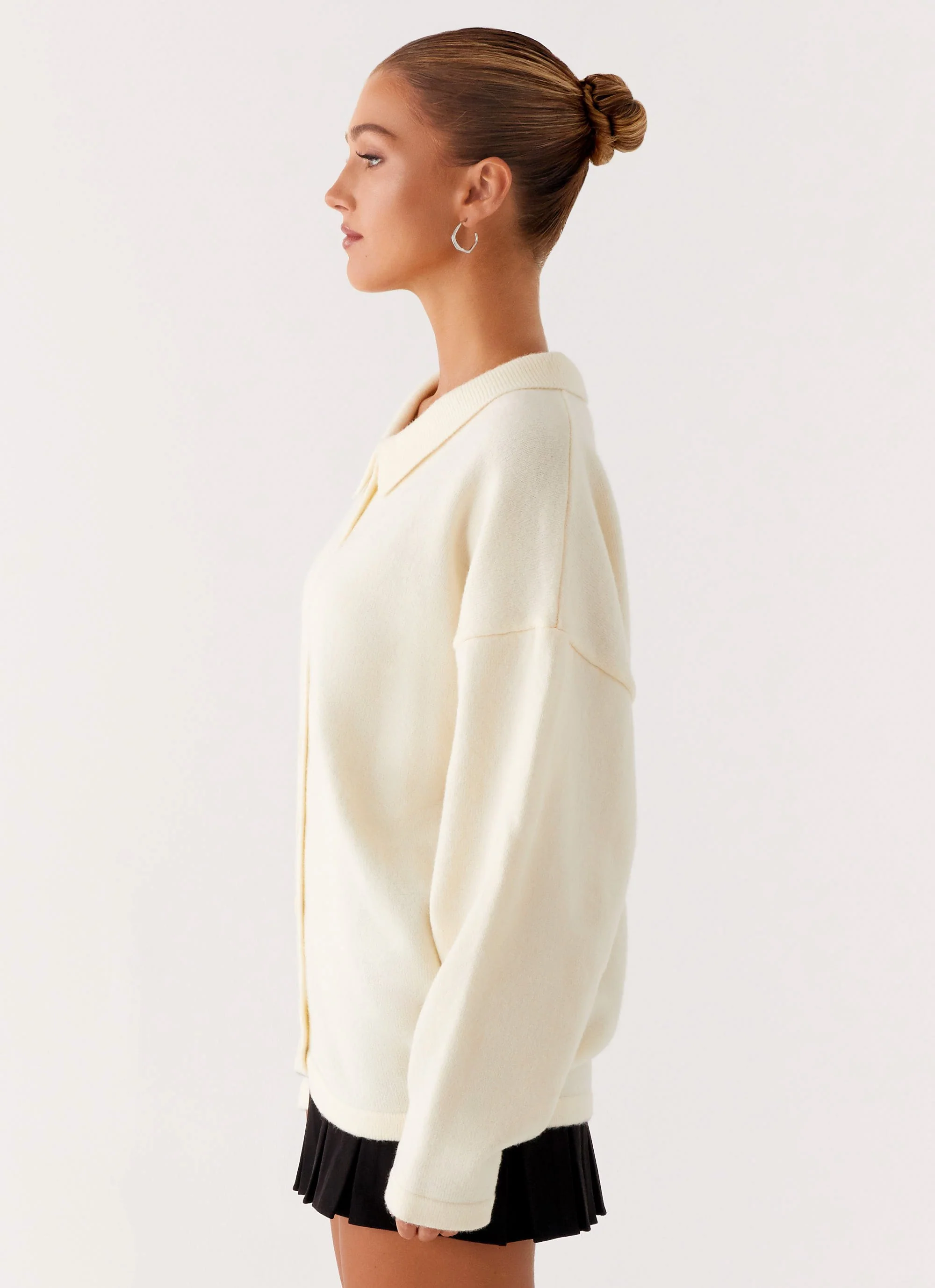Dorian Button Knit Sweater - Ivory