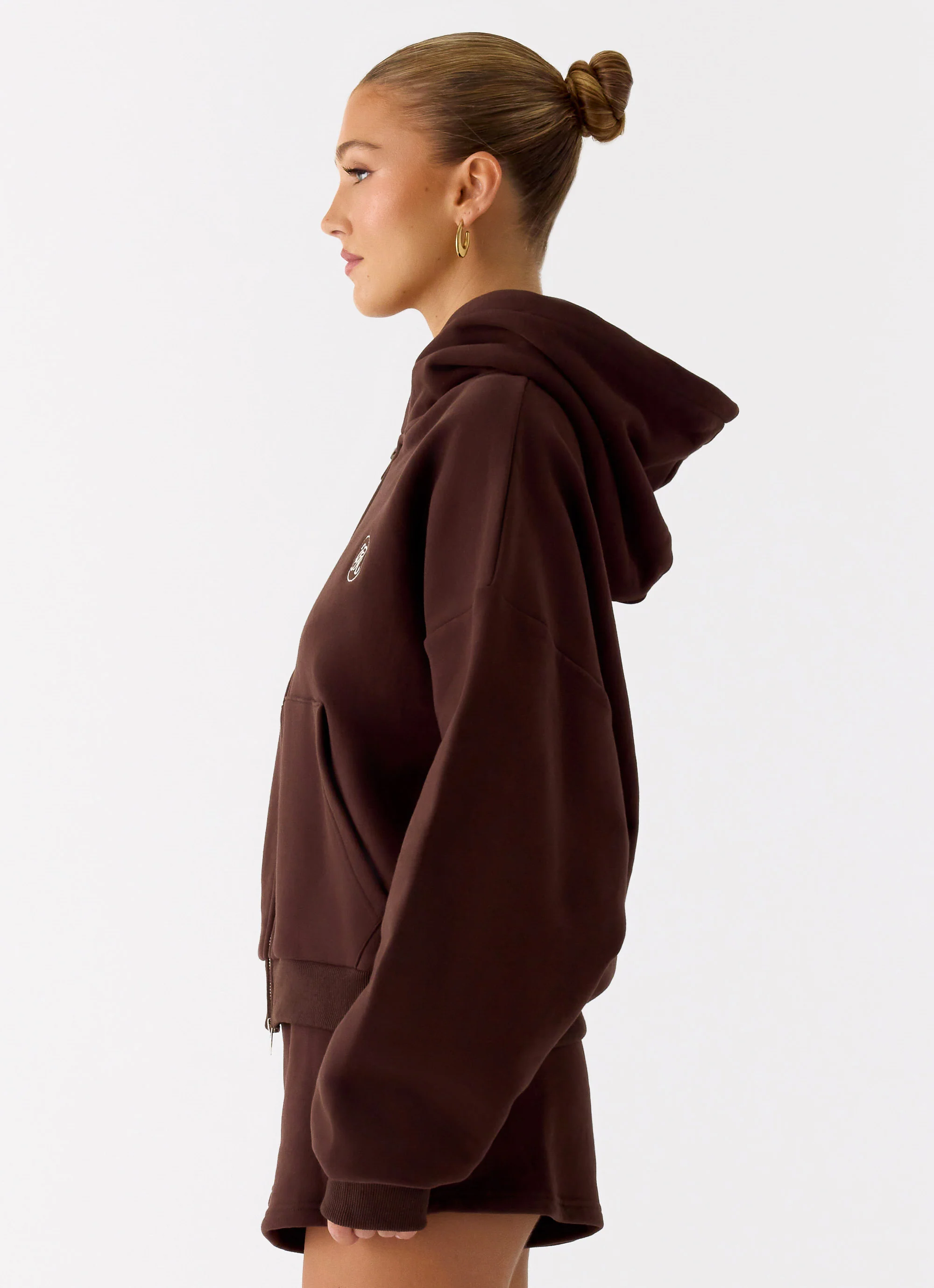 Signature Double Zip Up Hoodie - Chocolate