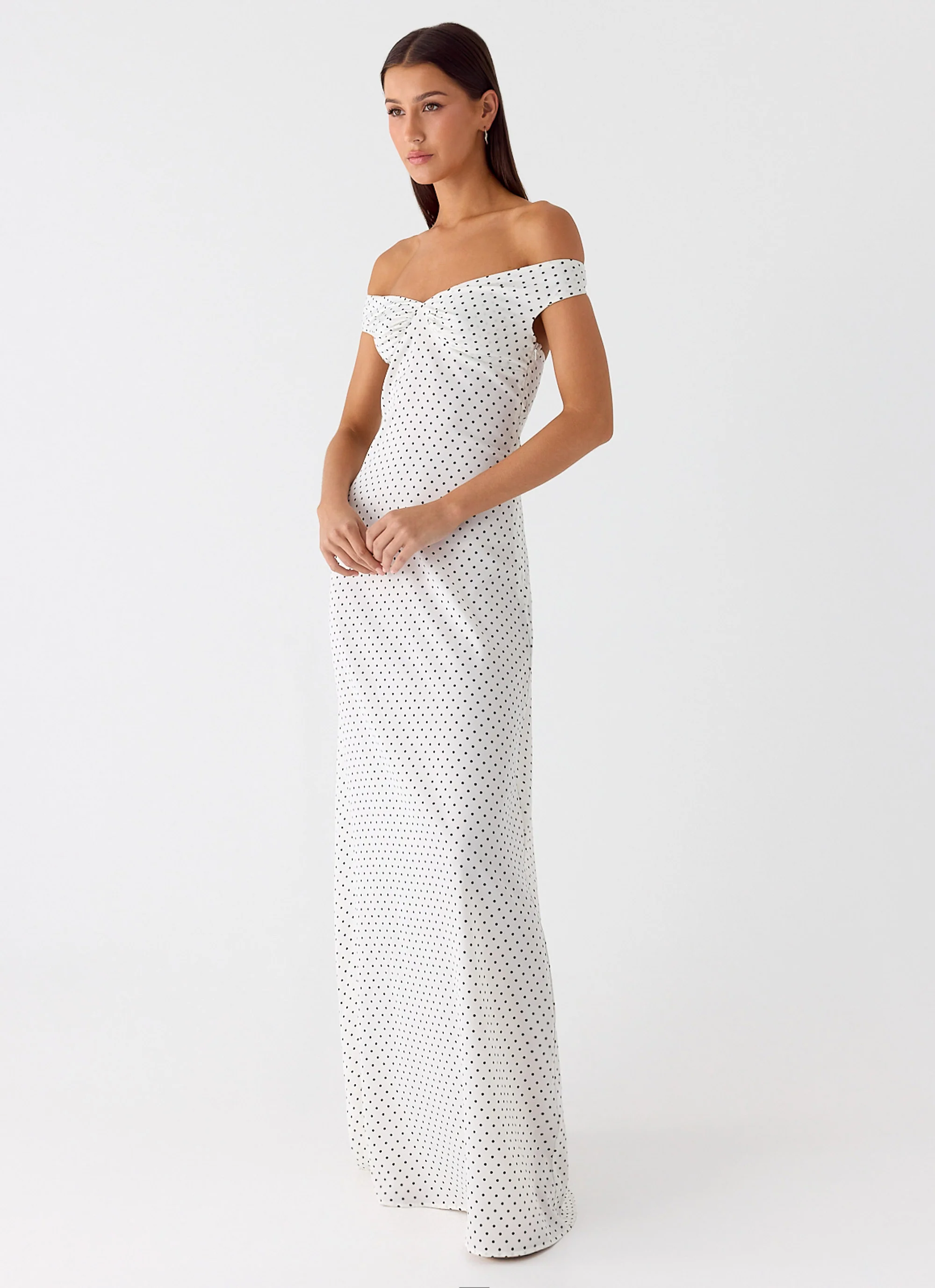 Melany Maxi Dress - White Polkadot