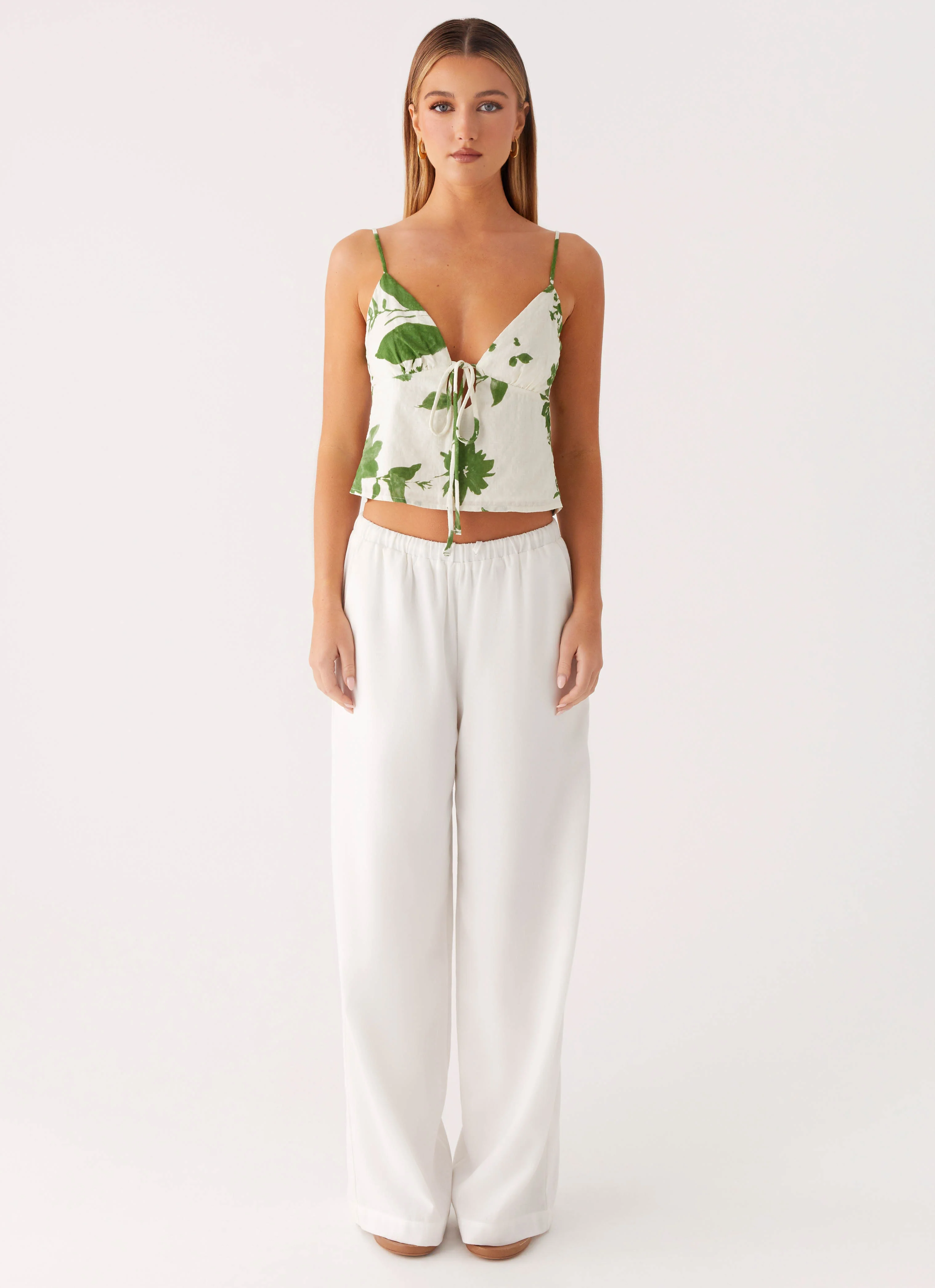 Faela Cotton Cami Top - Verdant Bloom