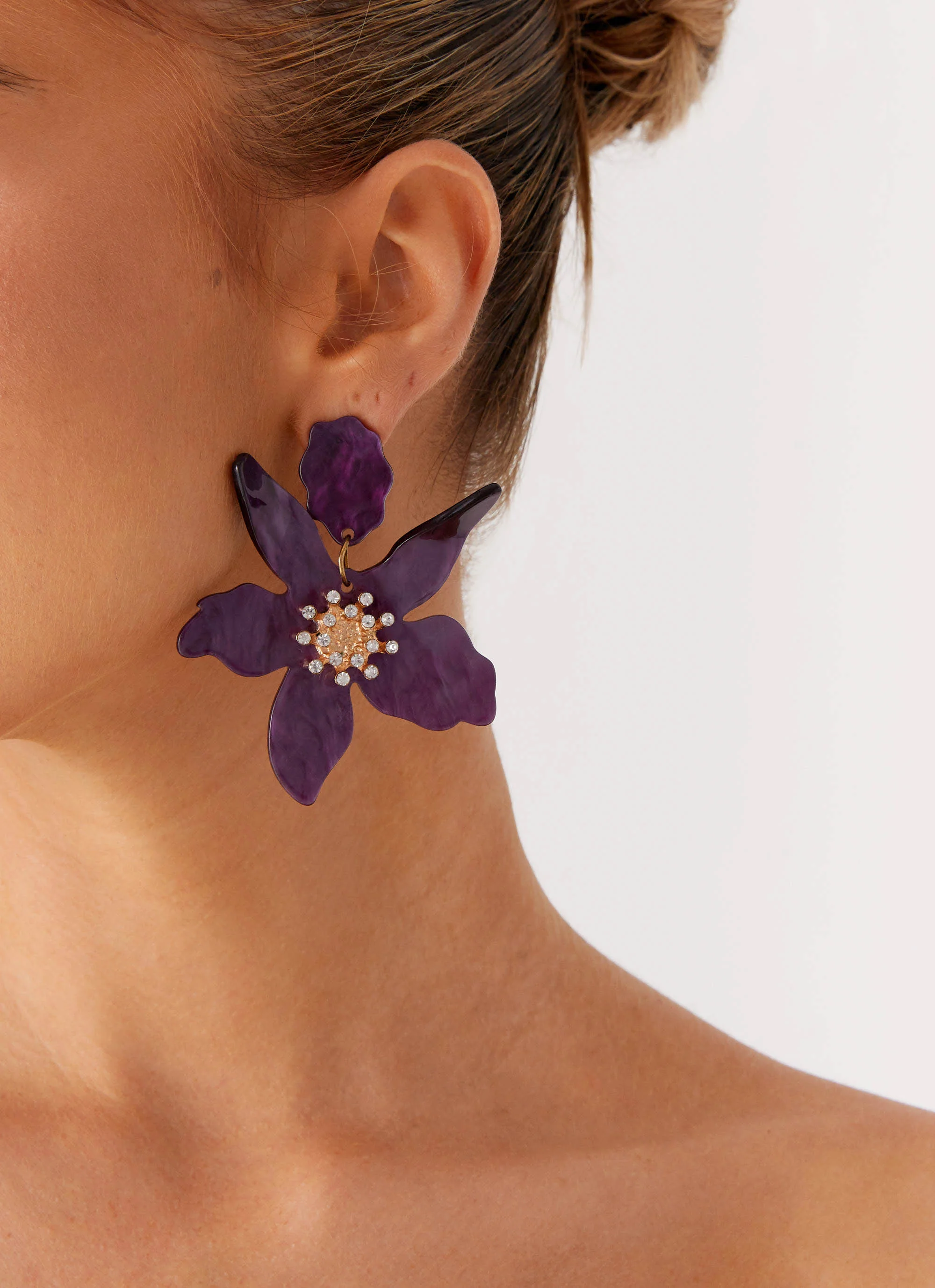 Siesta Flower Earrings - Purple