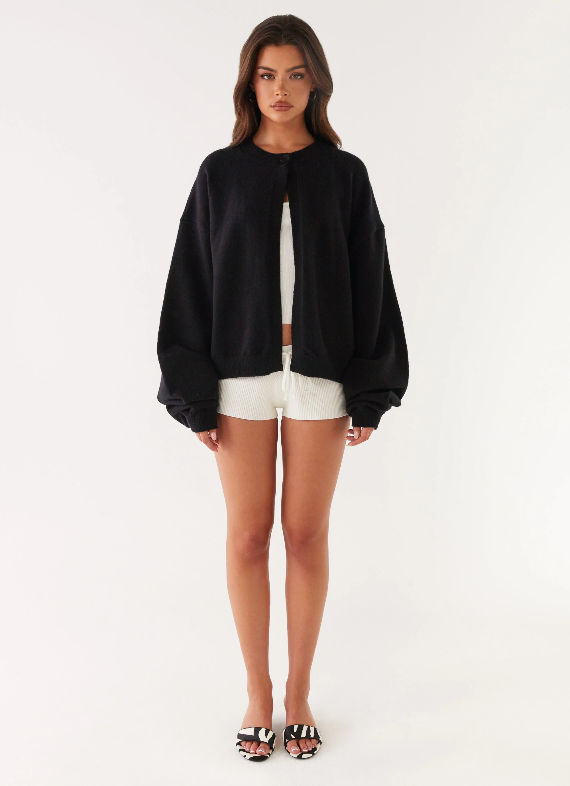 Annie One Button Cardigan - Black