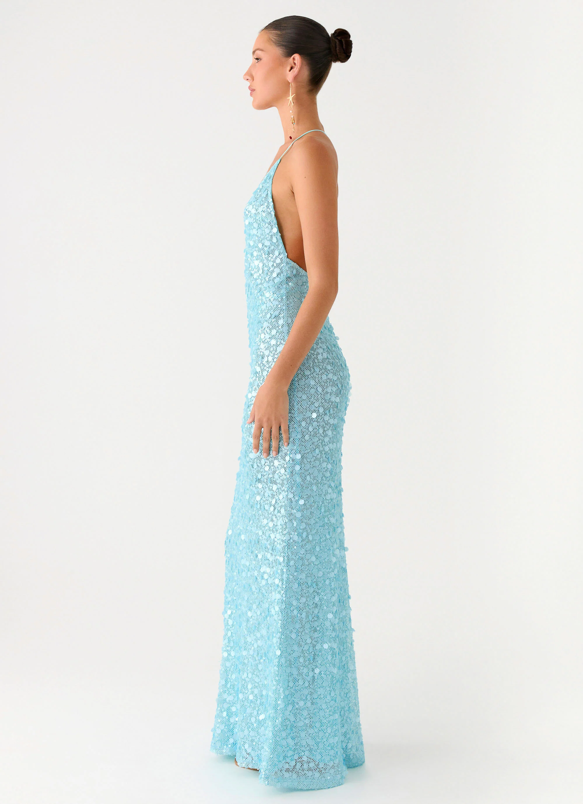 Ocean Views Sequin Maxi Dress - Blue