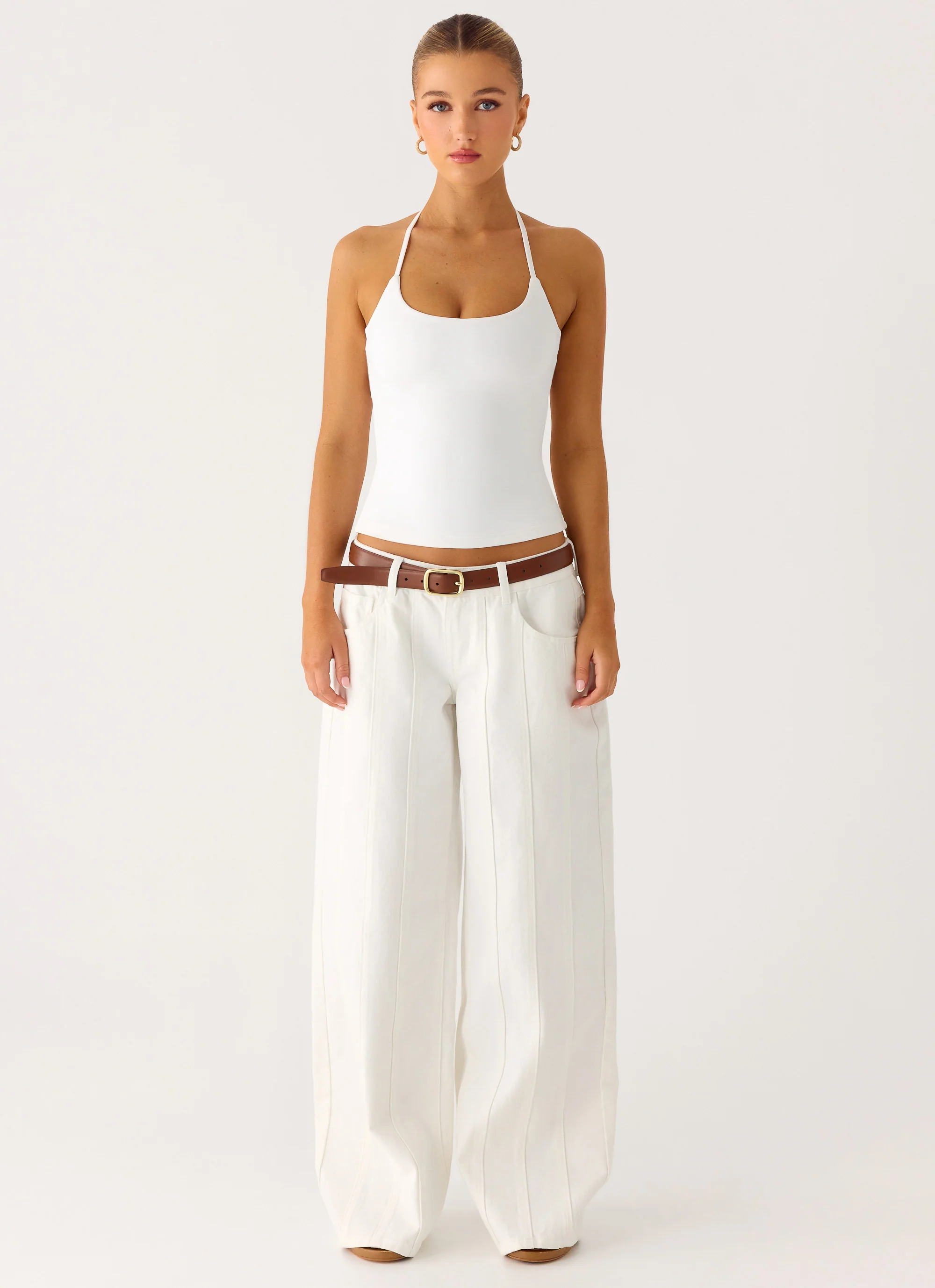 Johnny Low Rise Wide Leg Jeans - White