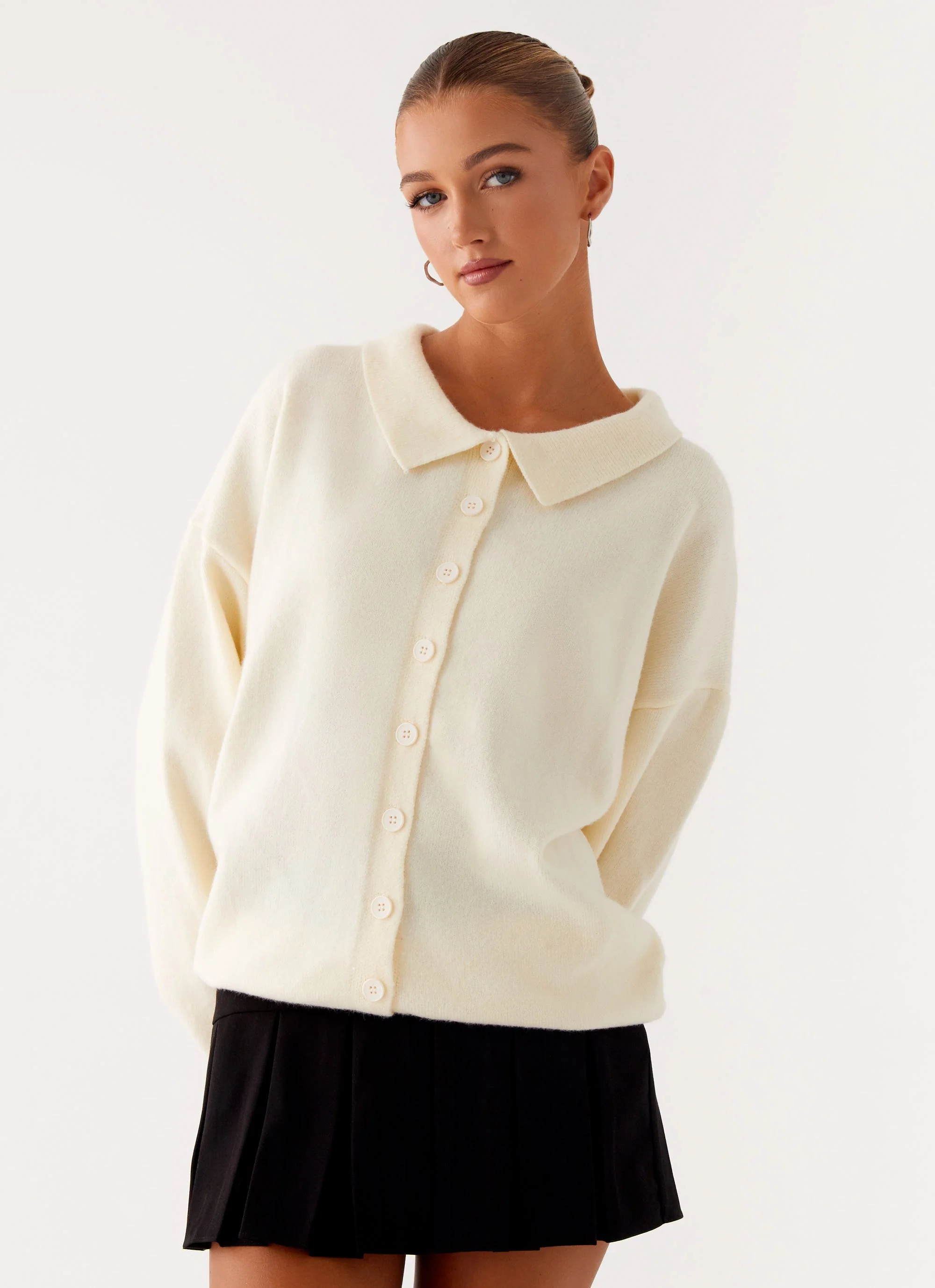 Dorian Button Knit Sweater - Ivory