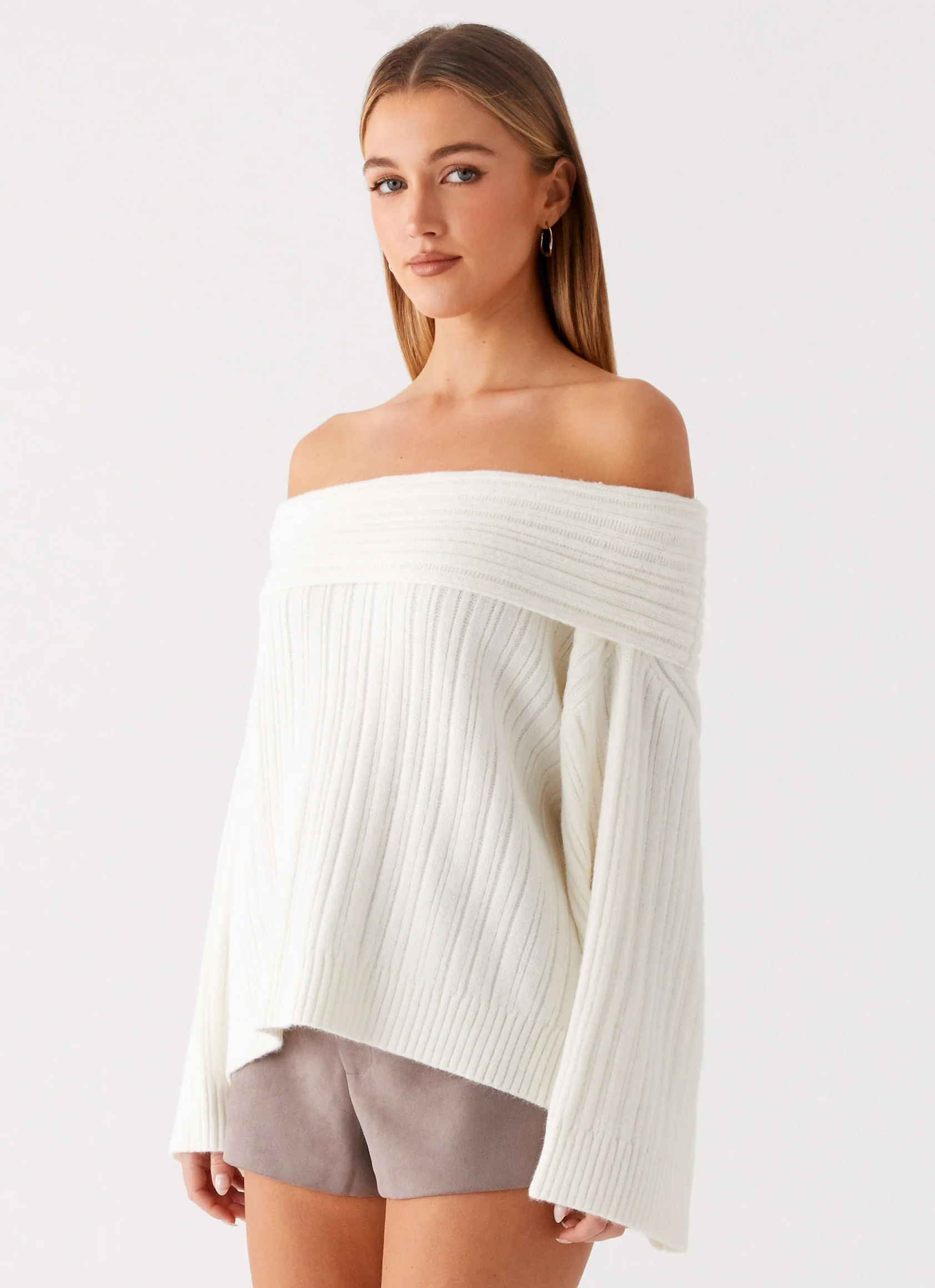 Federica Off Shoulder Knit - White
