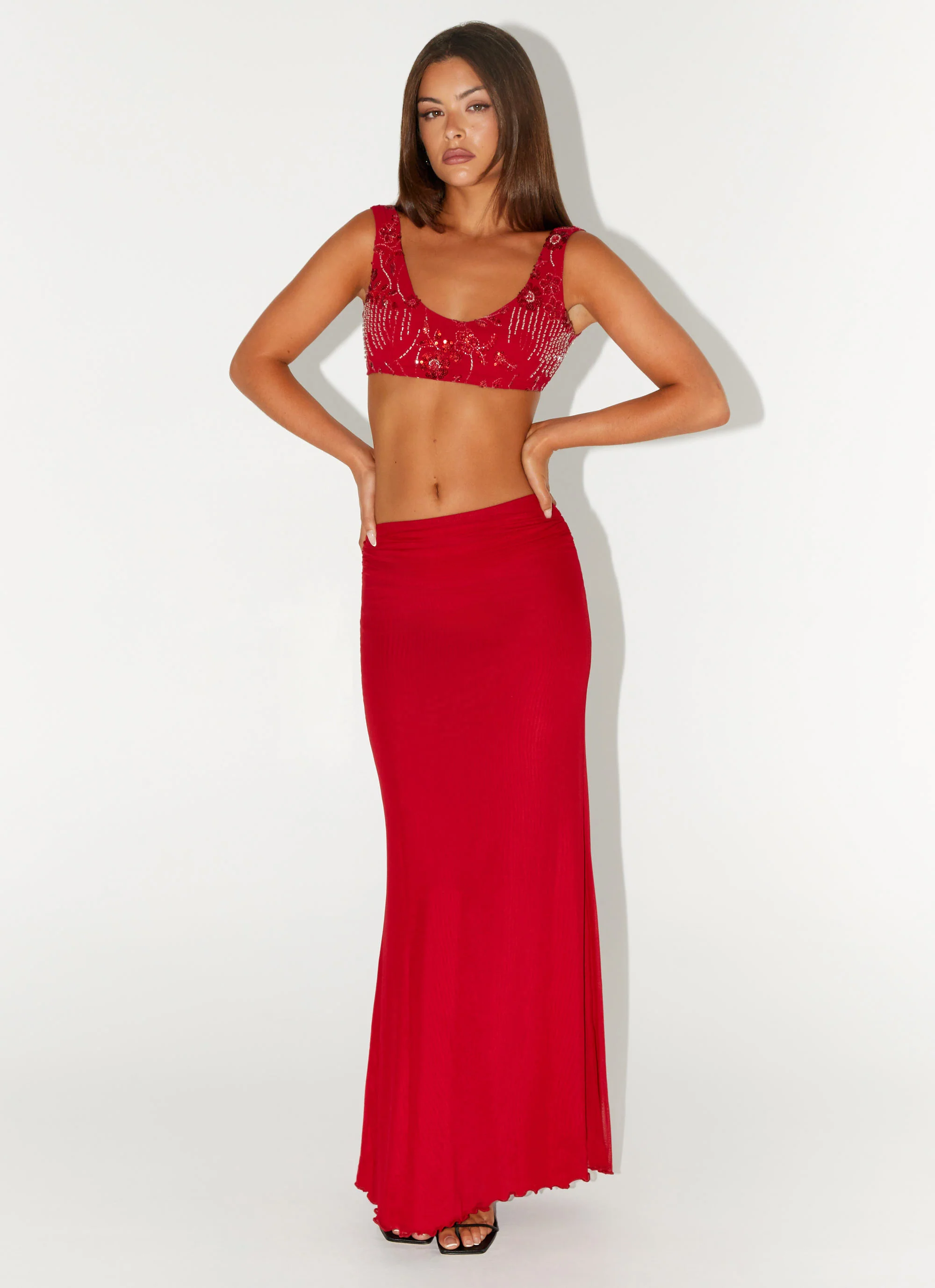 Mercer Sequin Bralette - Red