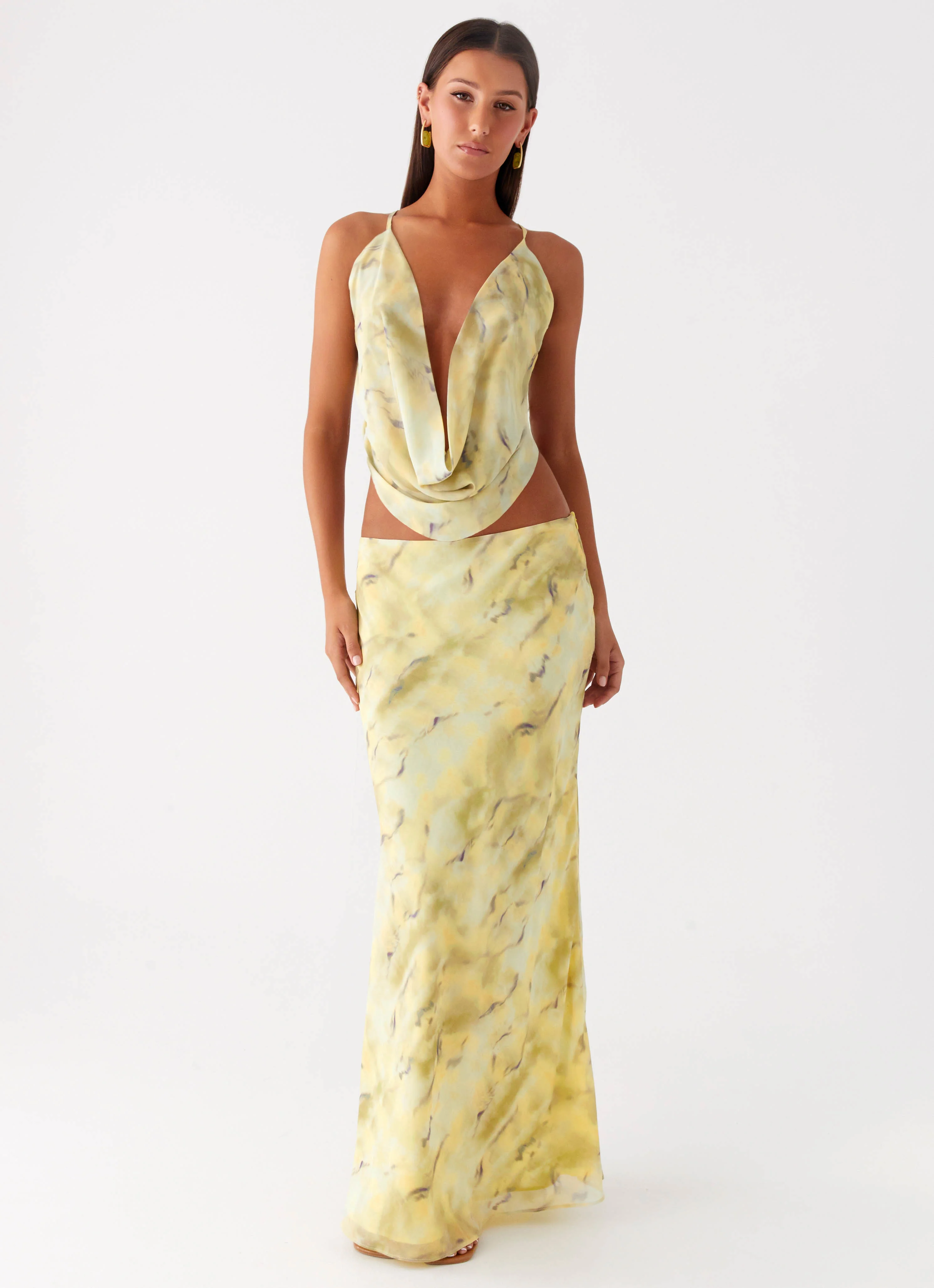 Kylo Low Rise Maxi Skirt - Yellow Tie Dye