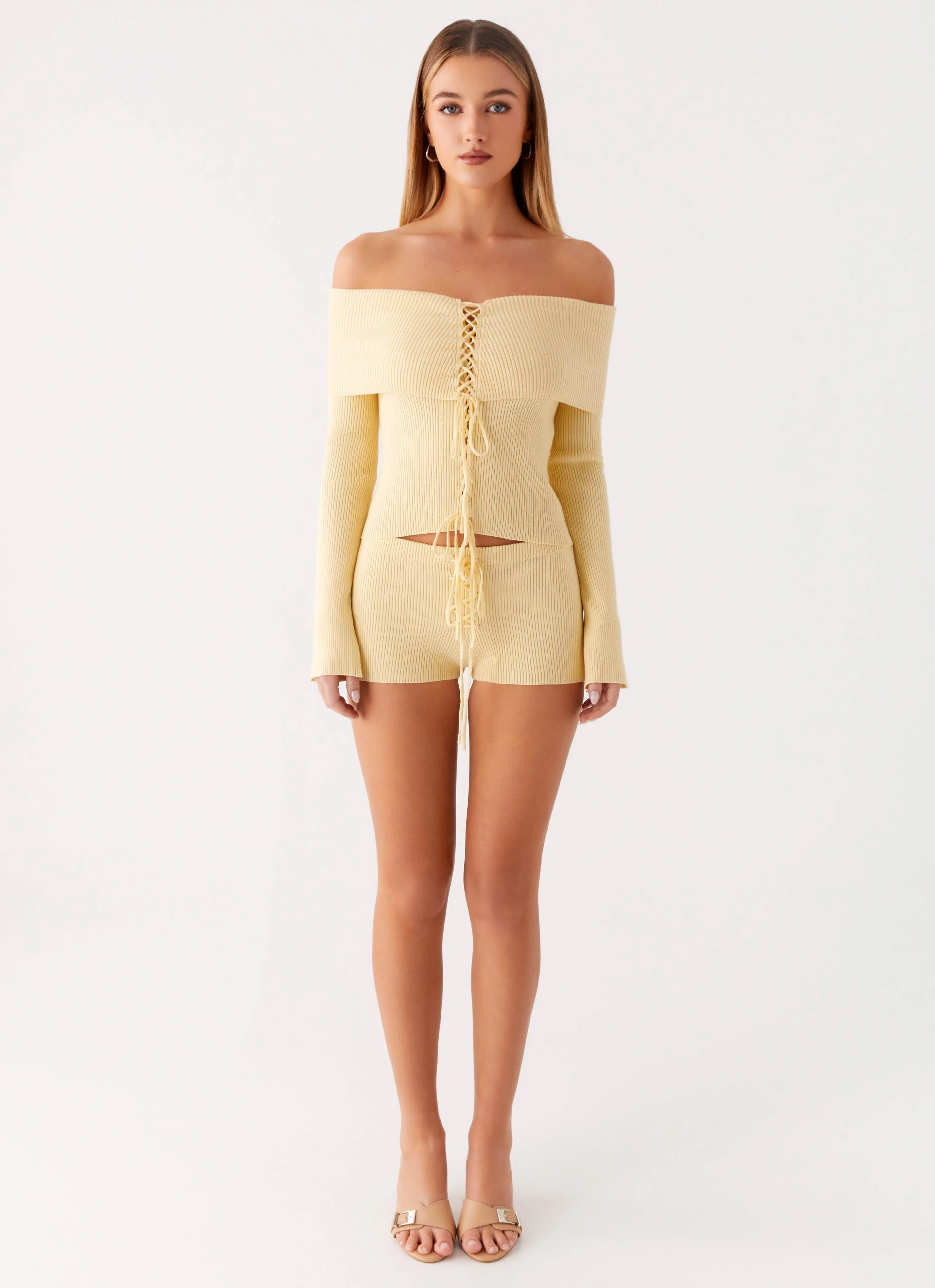 Muted Muse Knit Long Sleeve Top - Yellow