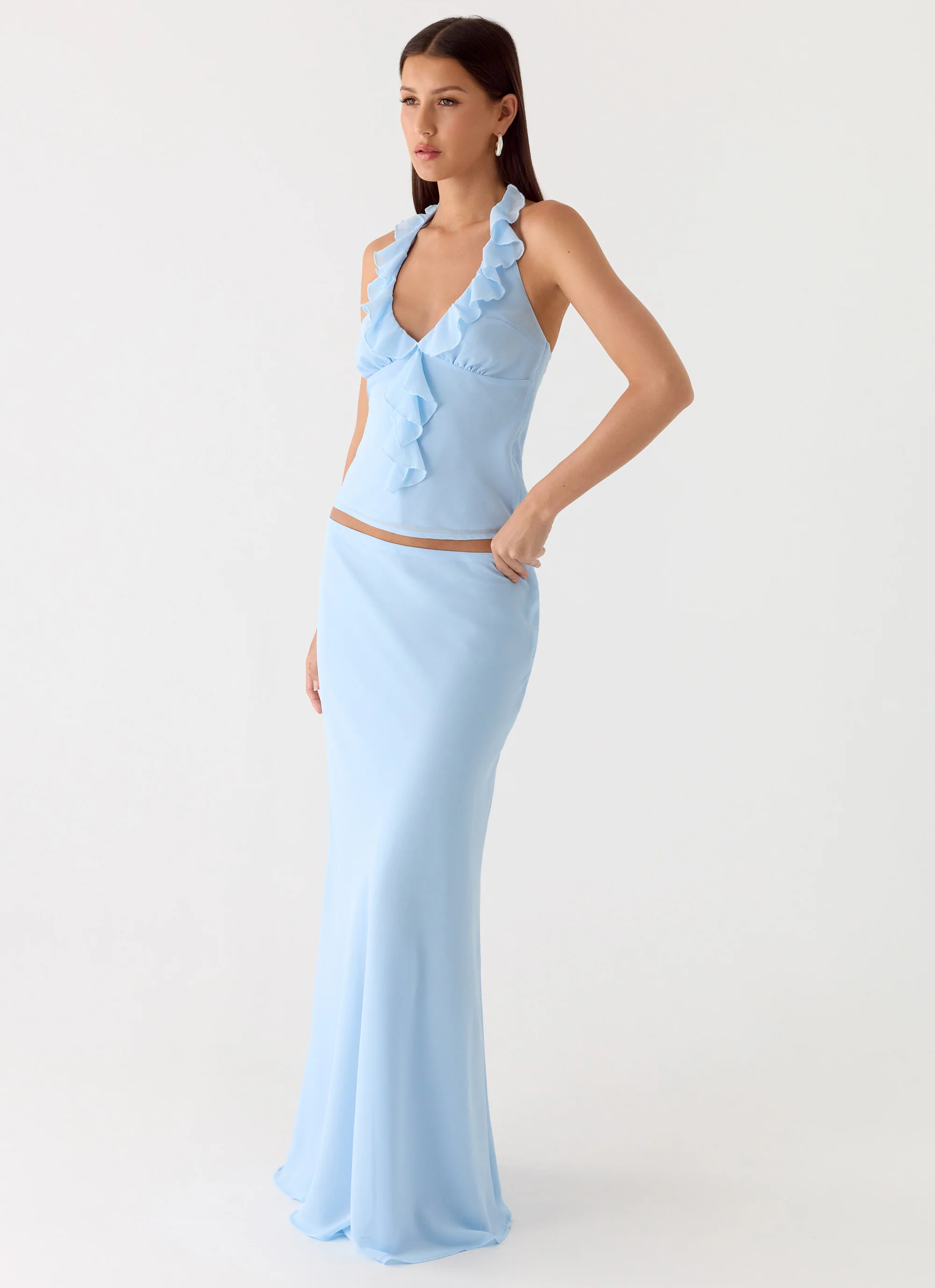 Star Girl Chiffon Maxi Skirt - Blue