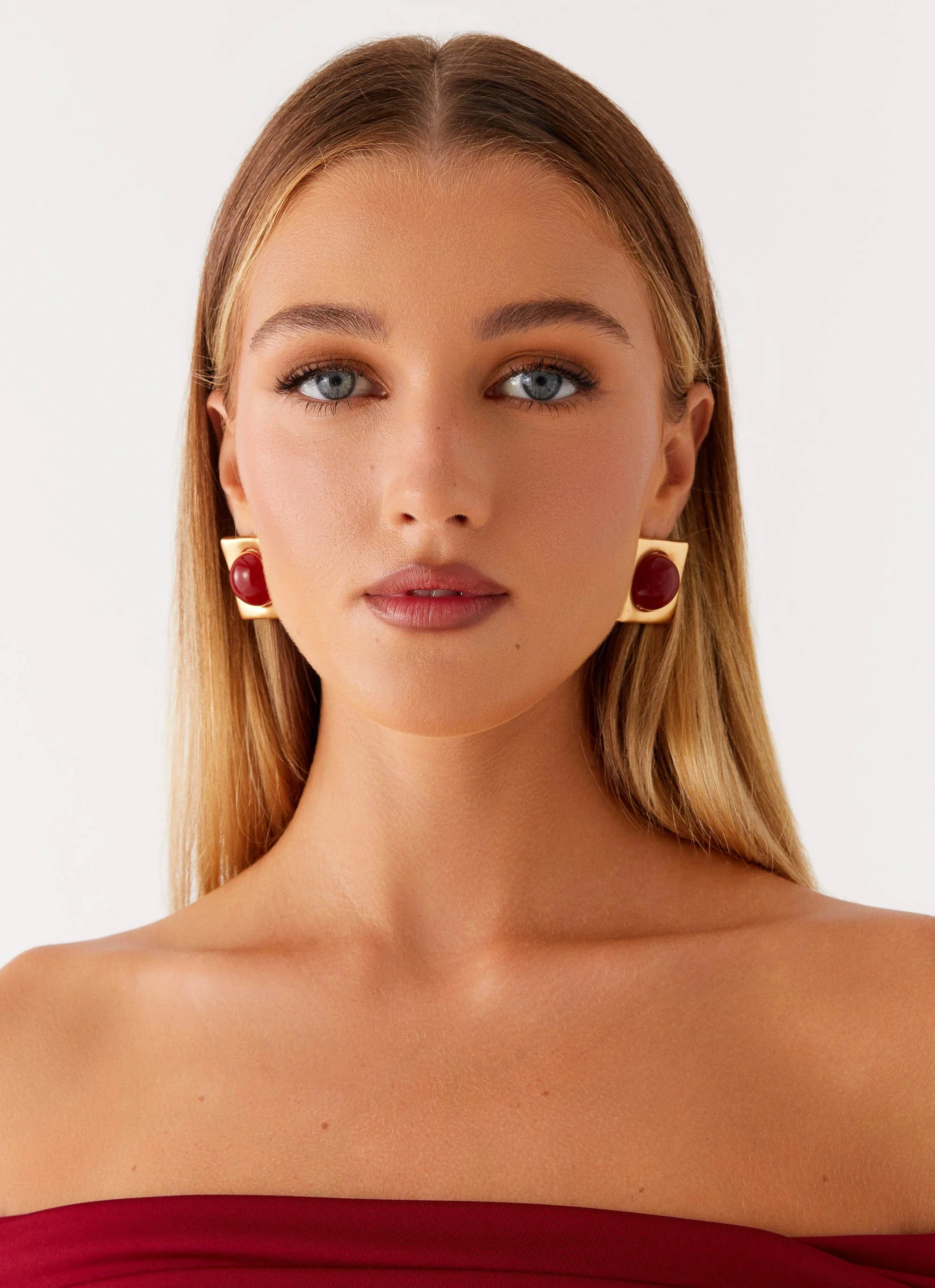 Romelle Earrings - Gold/Red
