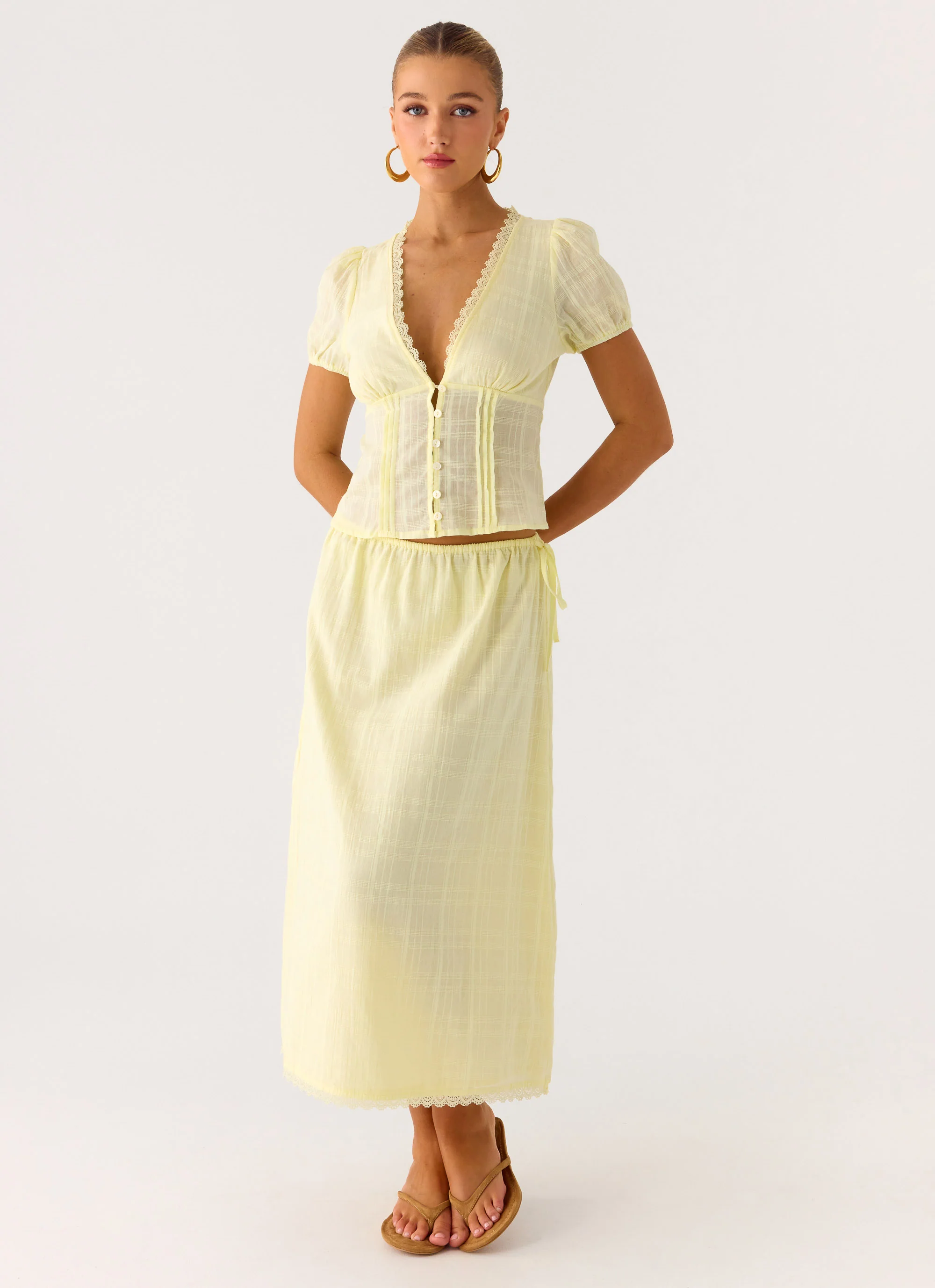 Sweet Lullaby Midi Skirt - Lemon Yellow