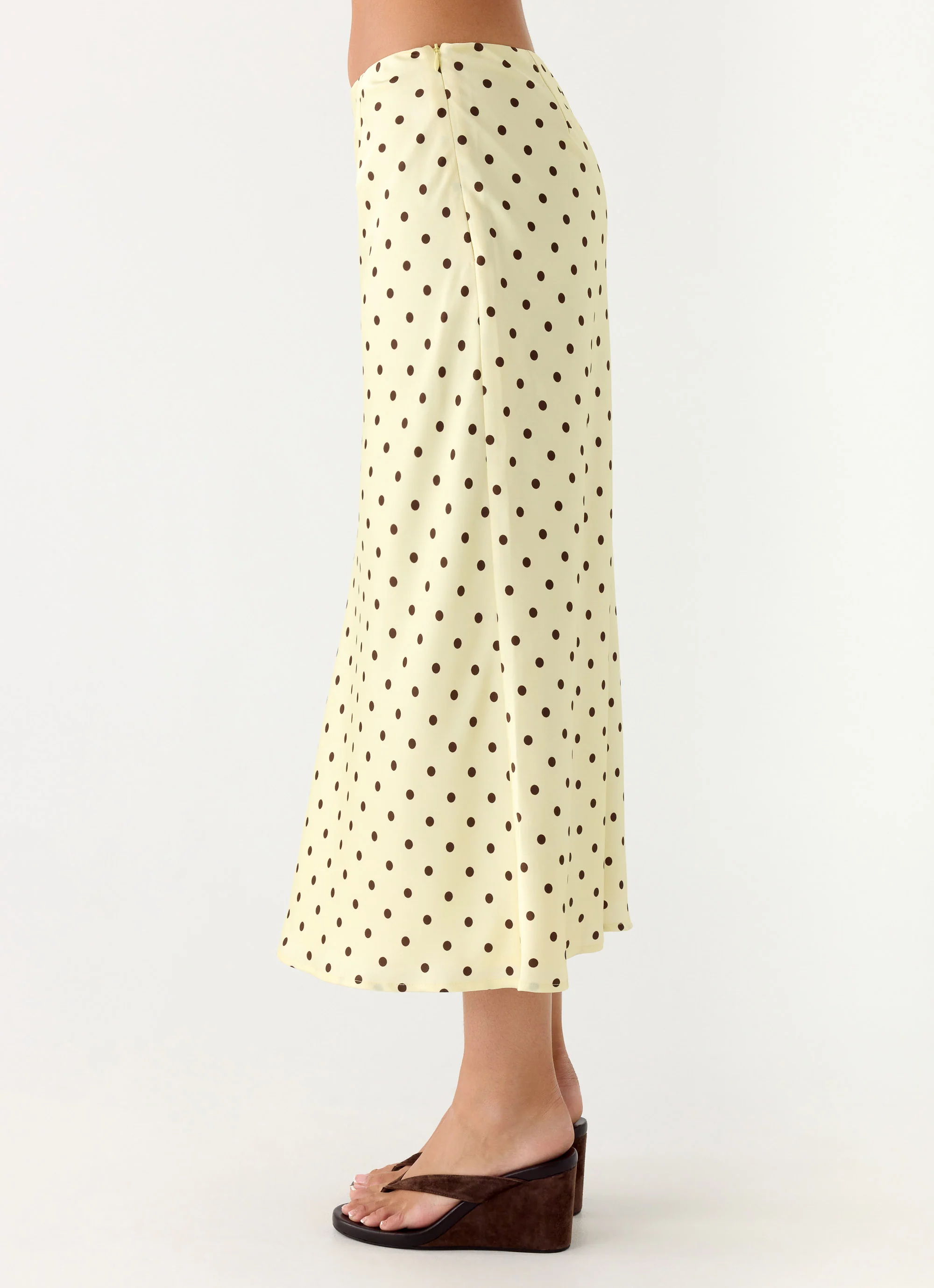 Breanne Midi Skirt - Yellow Polka Dot