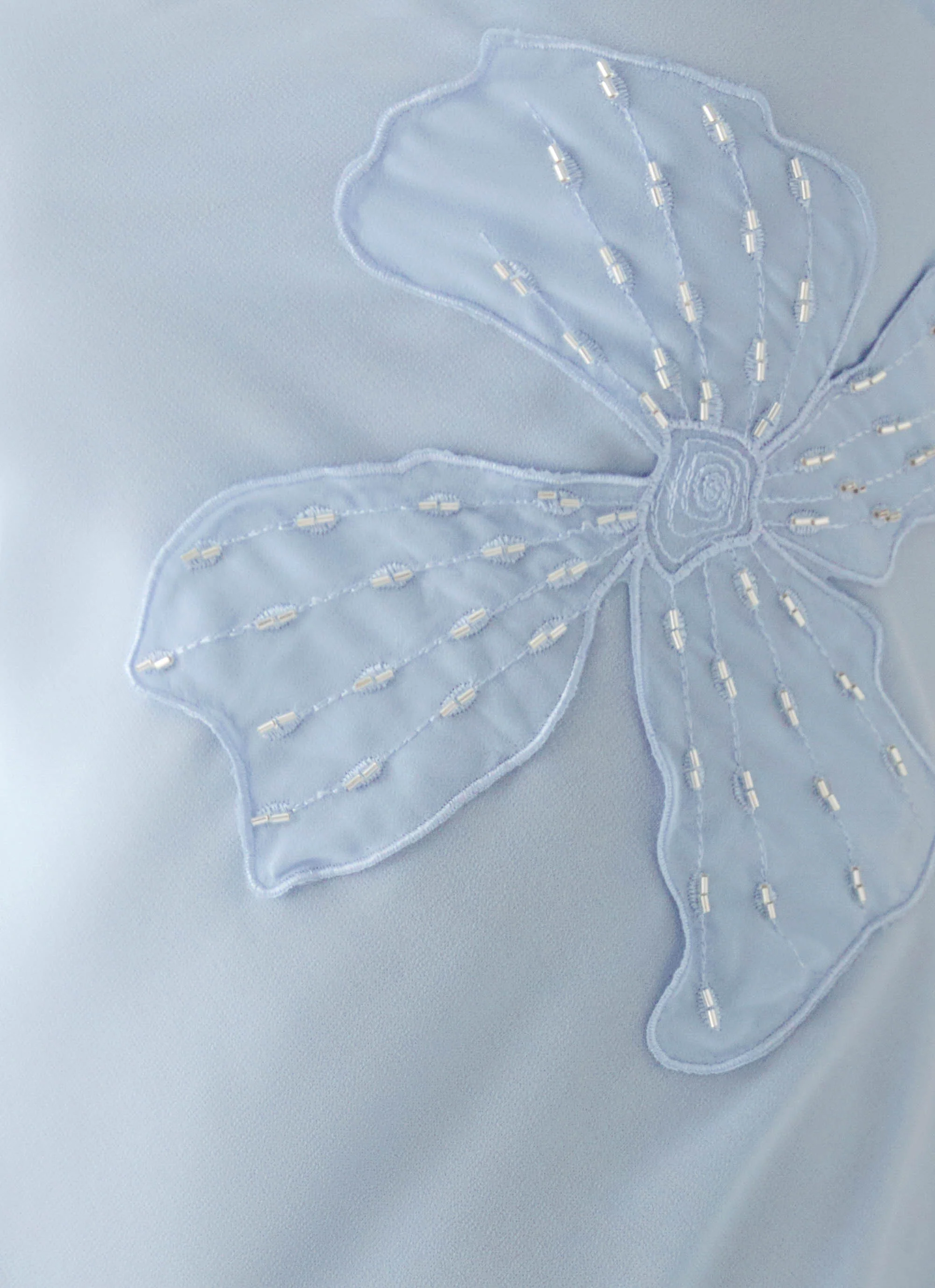 Sassafras Beaded Flower Strapless Maxi Dress - Blue